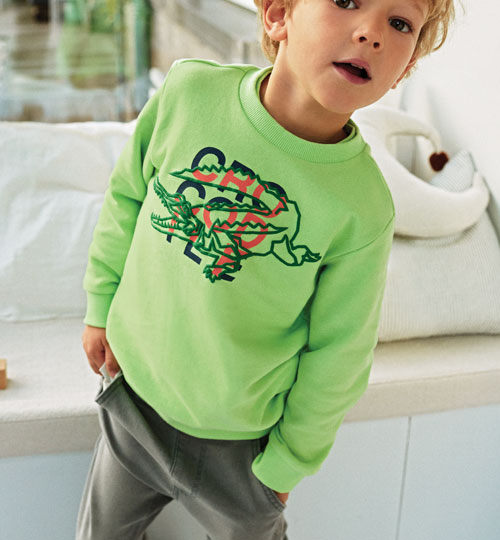 Jungen-Sweatshirt Grün Crocodile