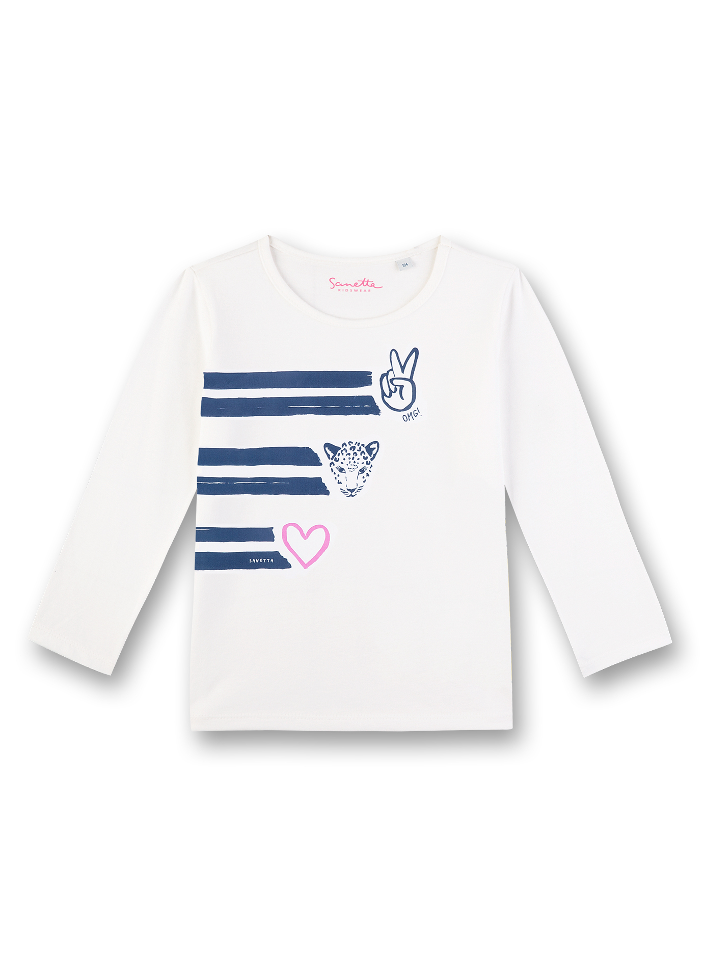 Mädchen-Shirt langarm Off White Wild Cat