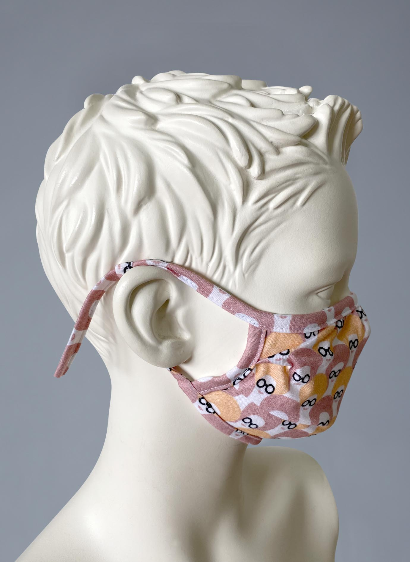 Wiederverwendbare Mund-Nasen-Maske Mädchen Doppelpack Rosa Allover