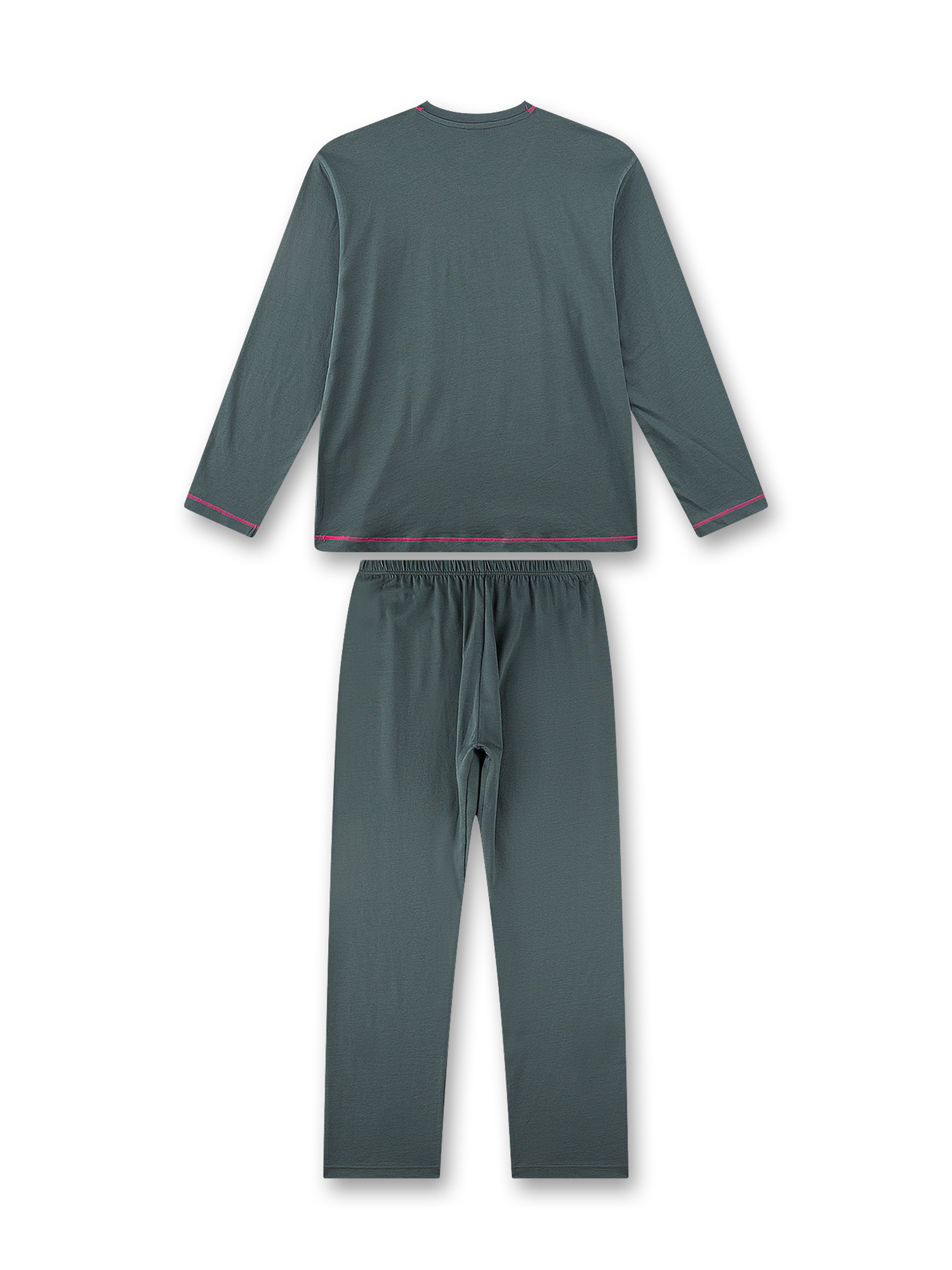 Pijamaoberteil, Pajamaunterteil, Langarm, Unifarben, Elastischer Bund