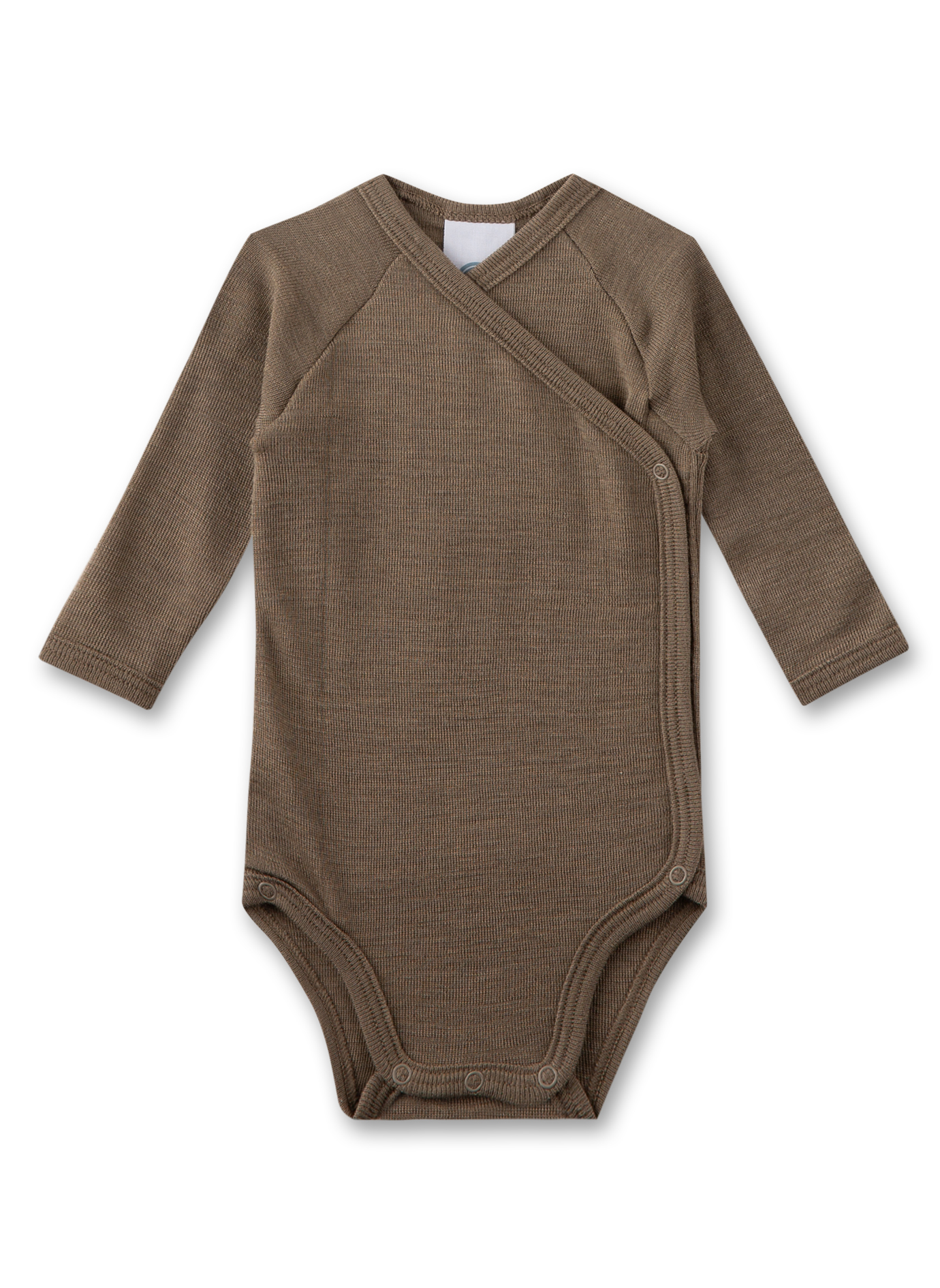 Wickelbody langarm Beige aus Merino-Wolle & Seide