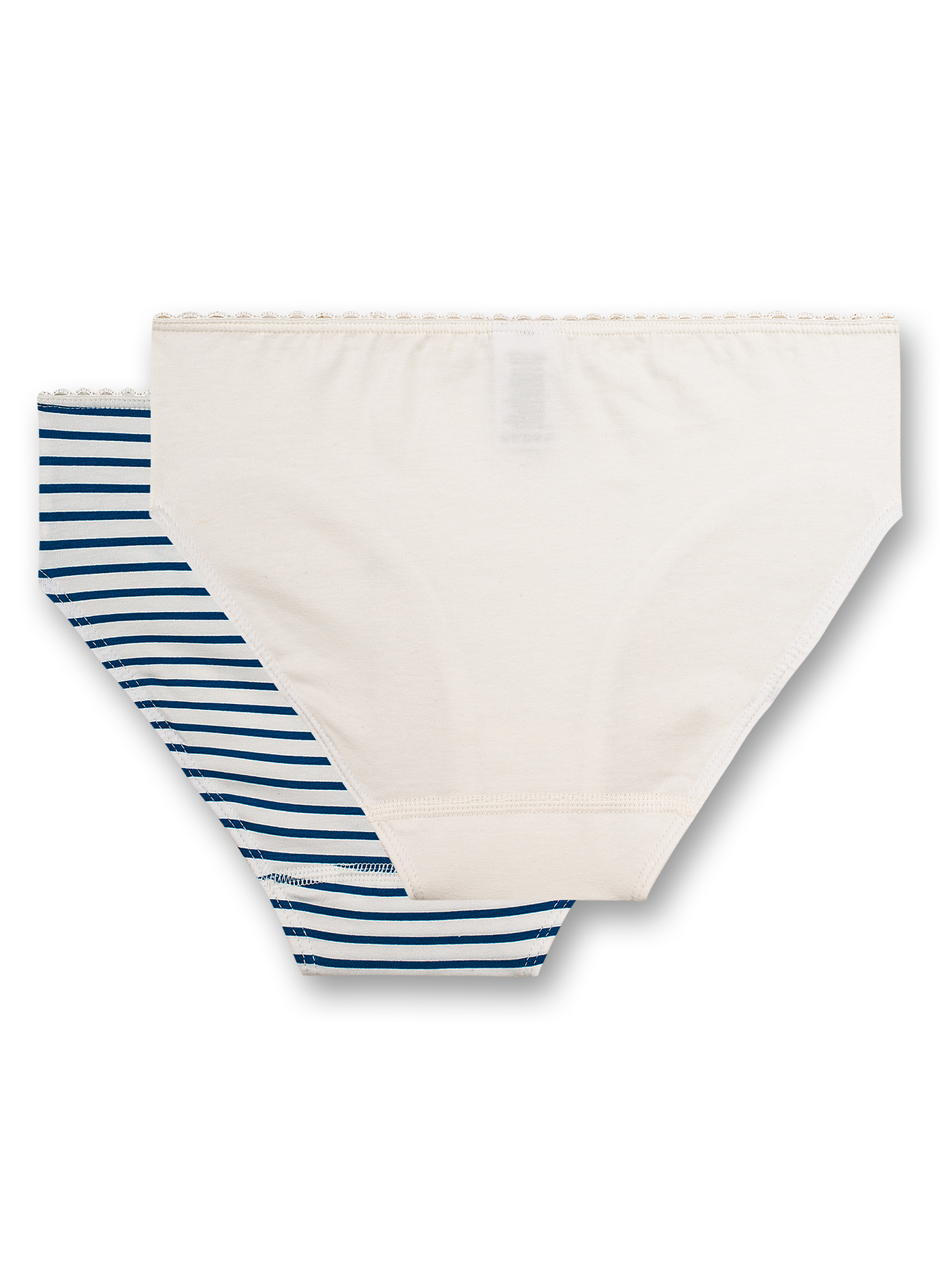 Mädchen-Rioslip (Doppelpack) Blau geringelt und Off-White
