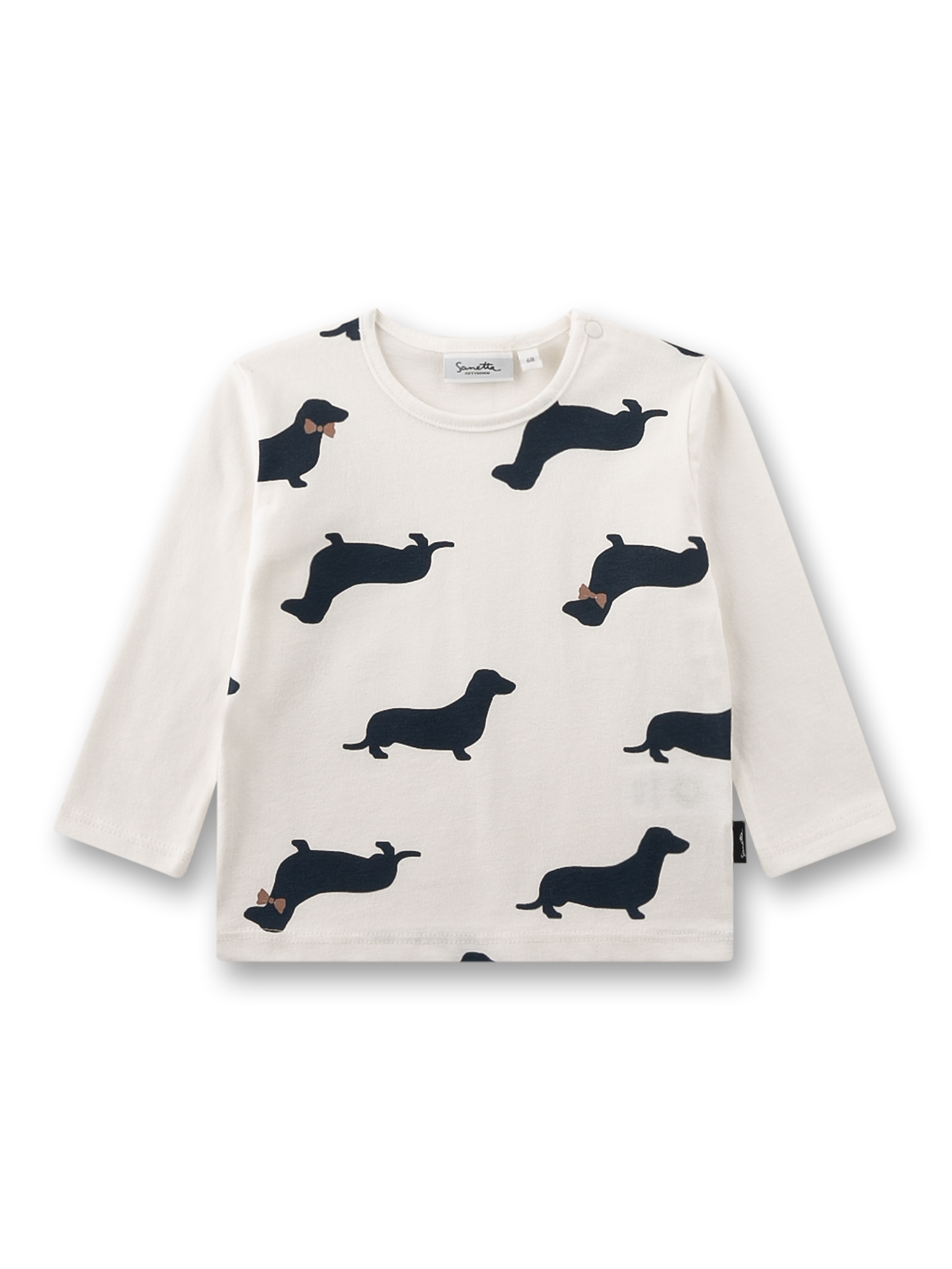 Jungen-Langarmshirt off-white Dackel