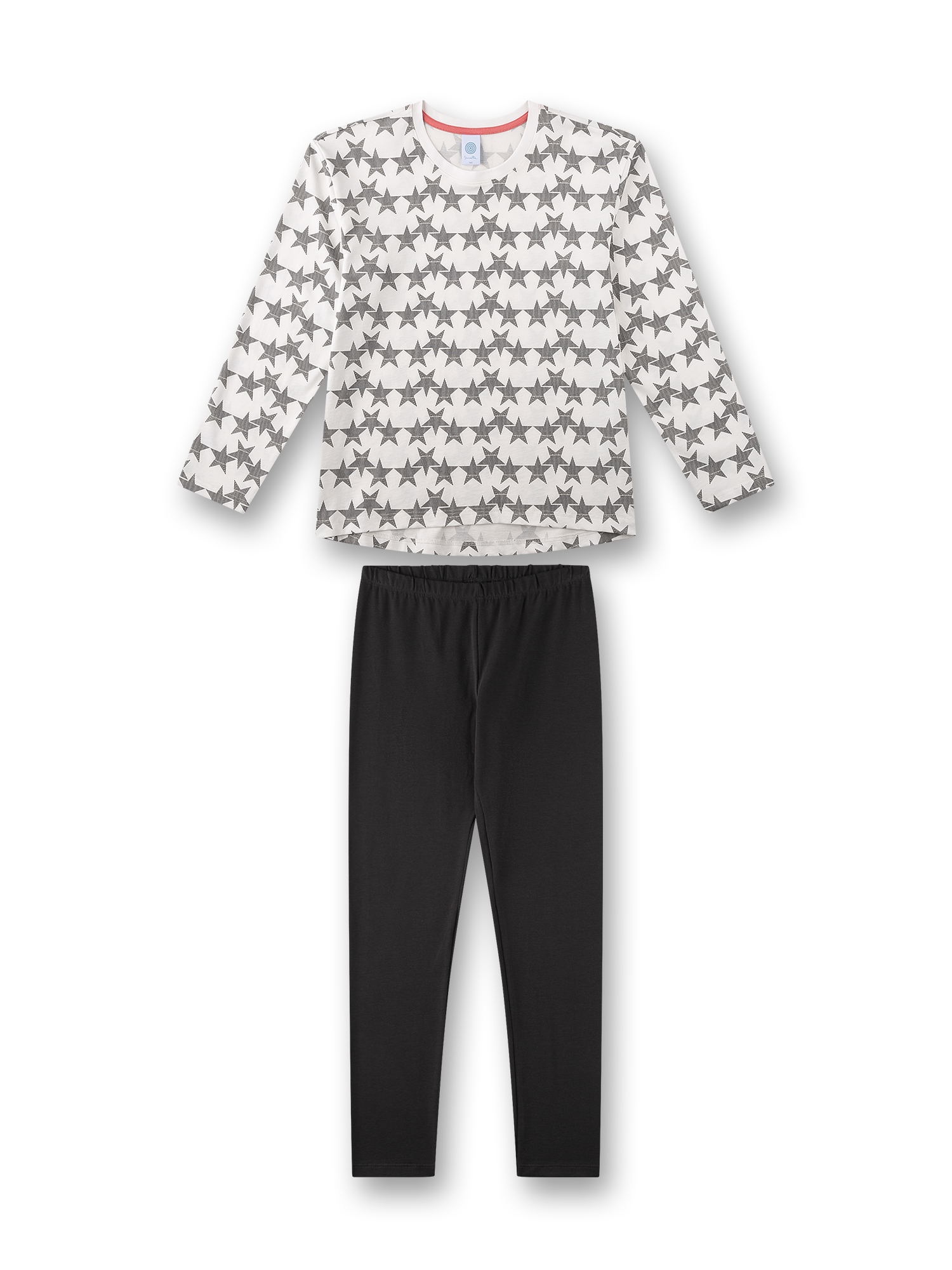 Mädchen-Schlafanzug langarm beige Sterne