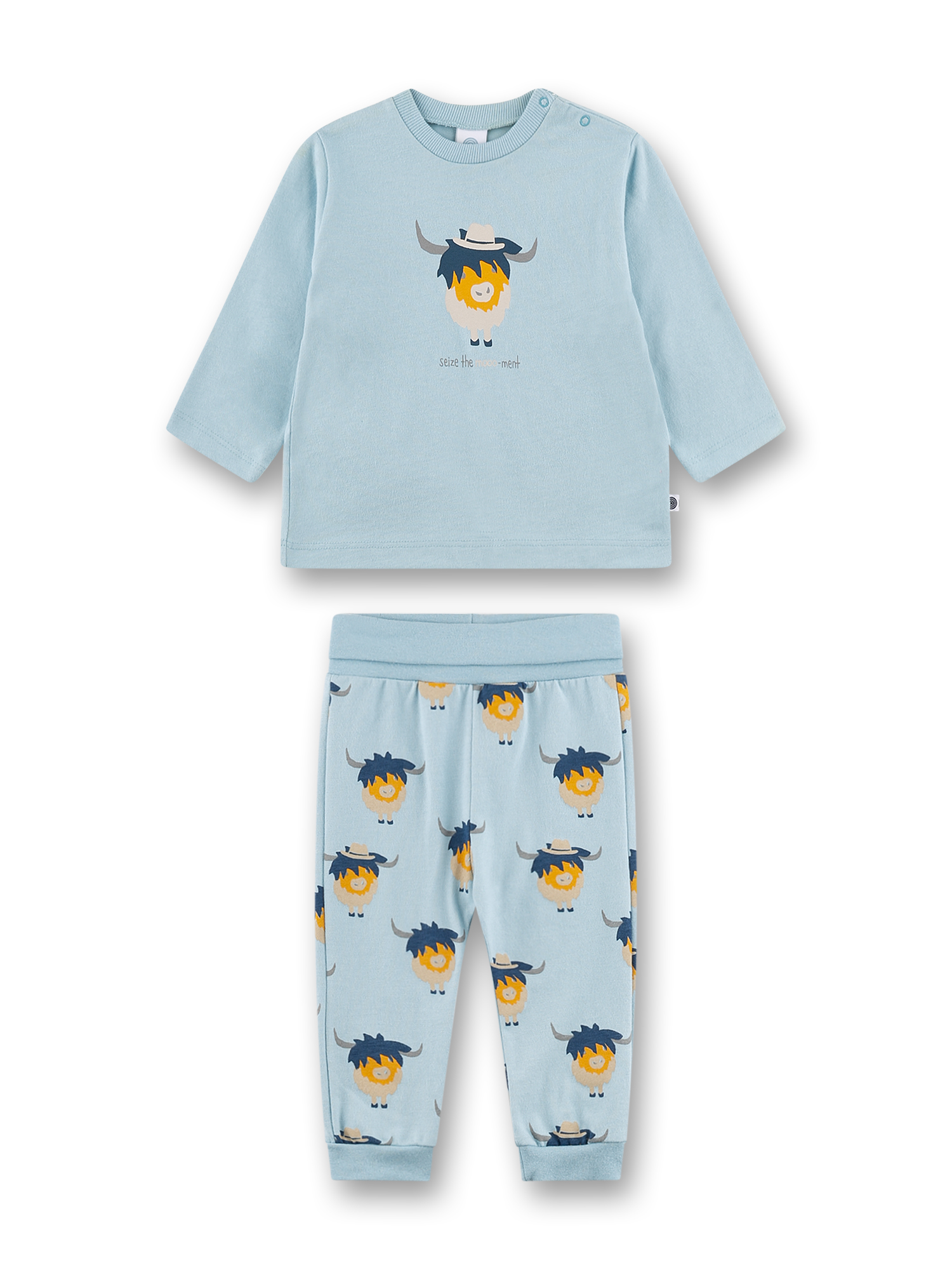 Baby-Schlafanzug lang blau Büffel