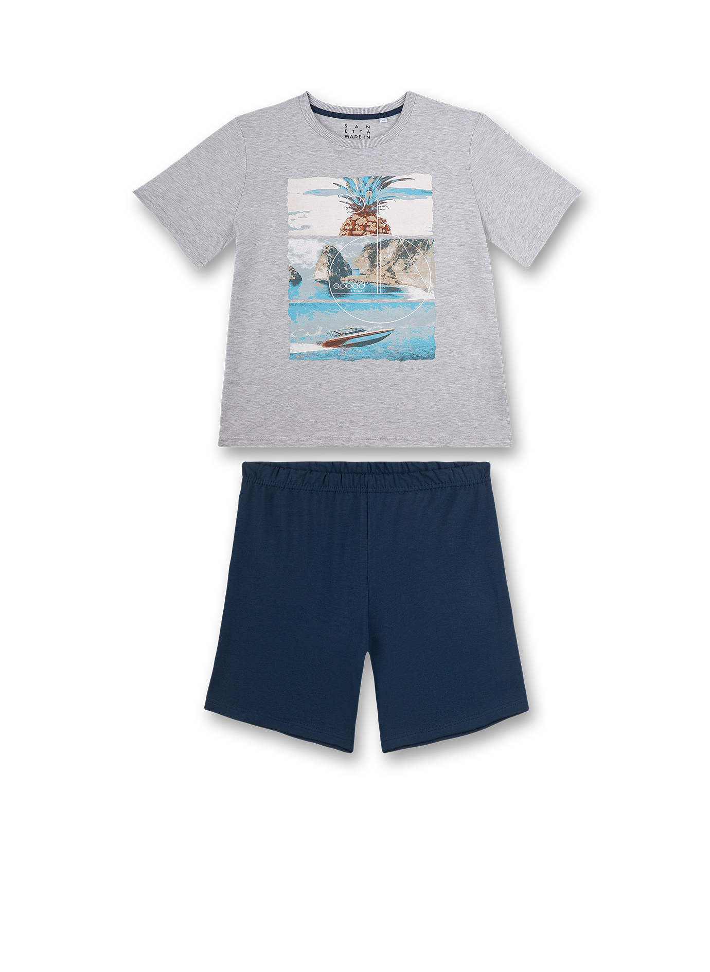 Jungen-Schlafanzug kurz Graumelange Seaventure