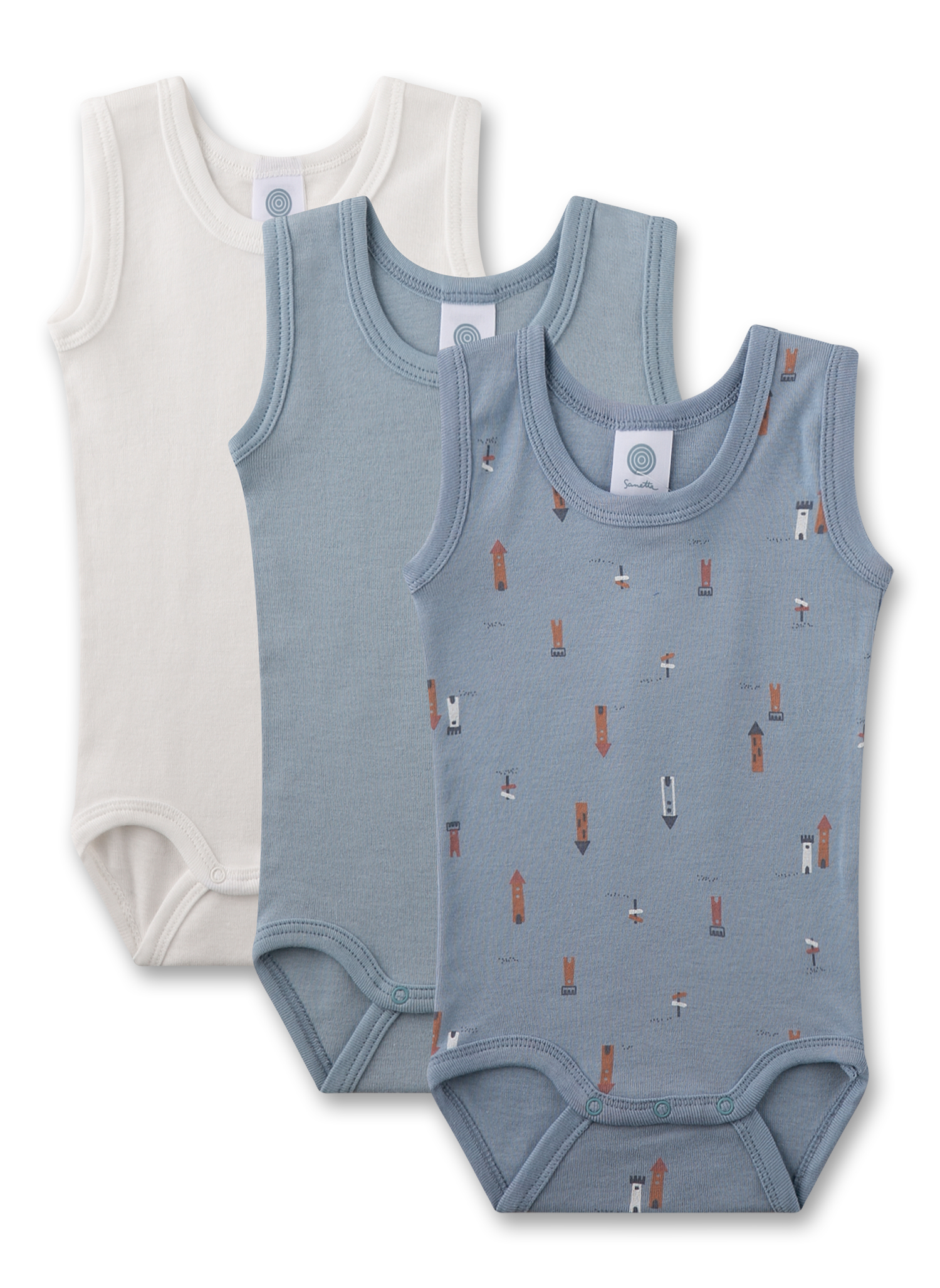 Body ärmellos (Dreierpack) blau