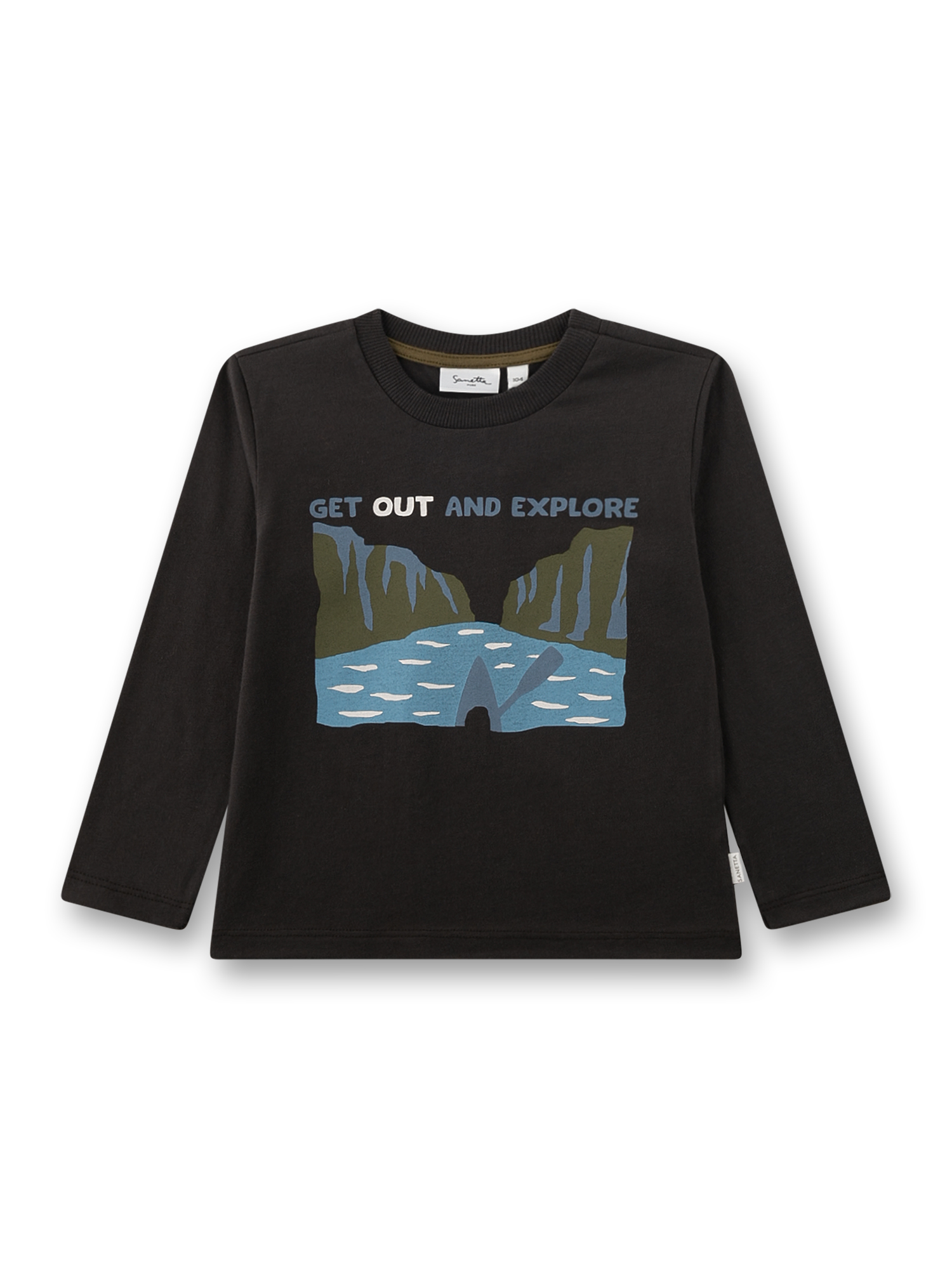 Jungen-Langarmshirt schwarz Kanu