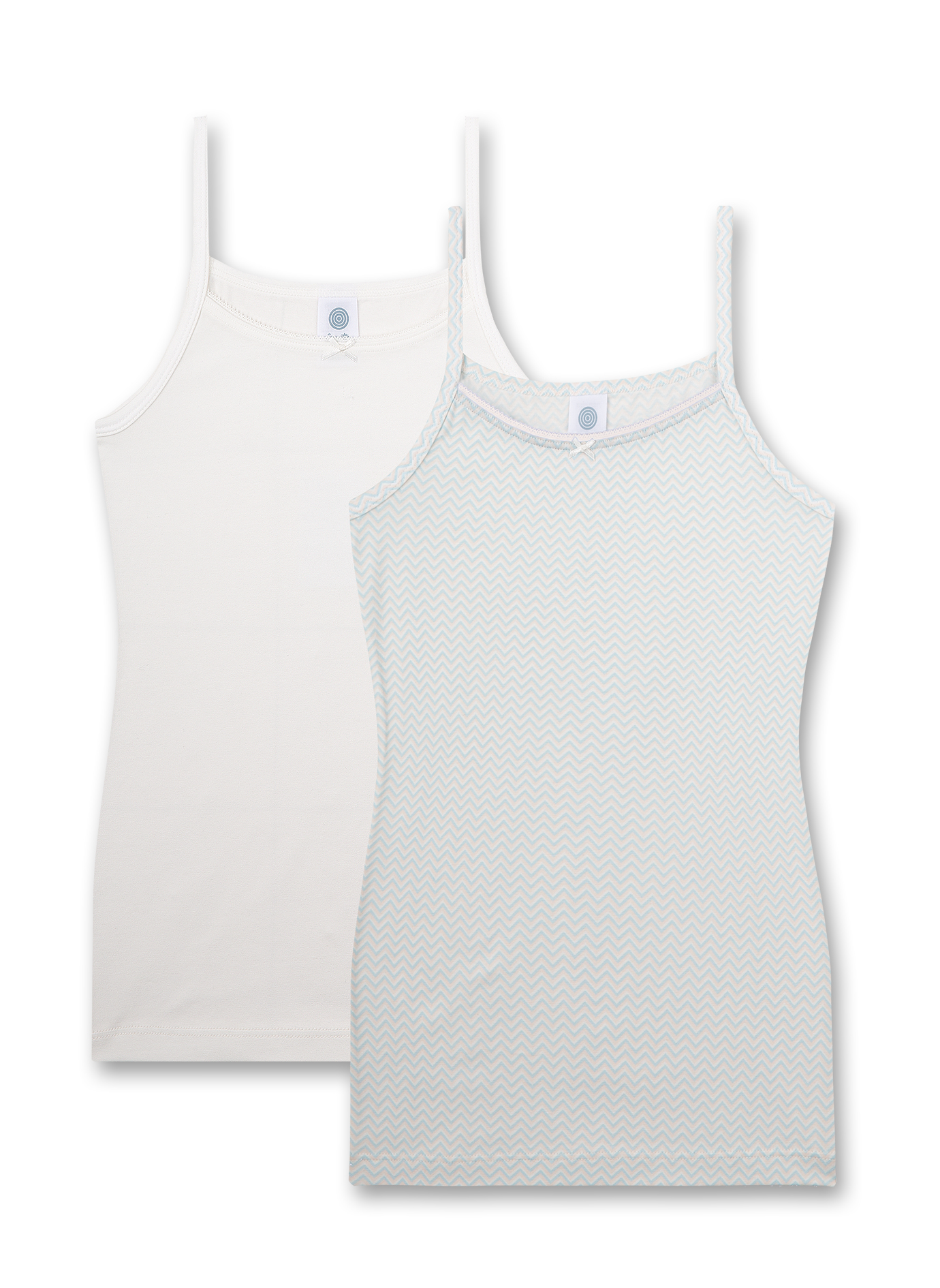 Mädchen-Unterhemd (Doppelpack) Hellblau und Off-White