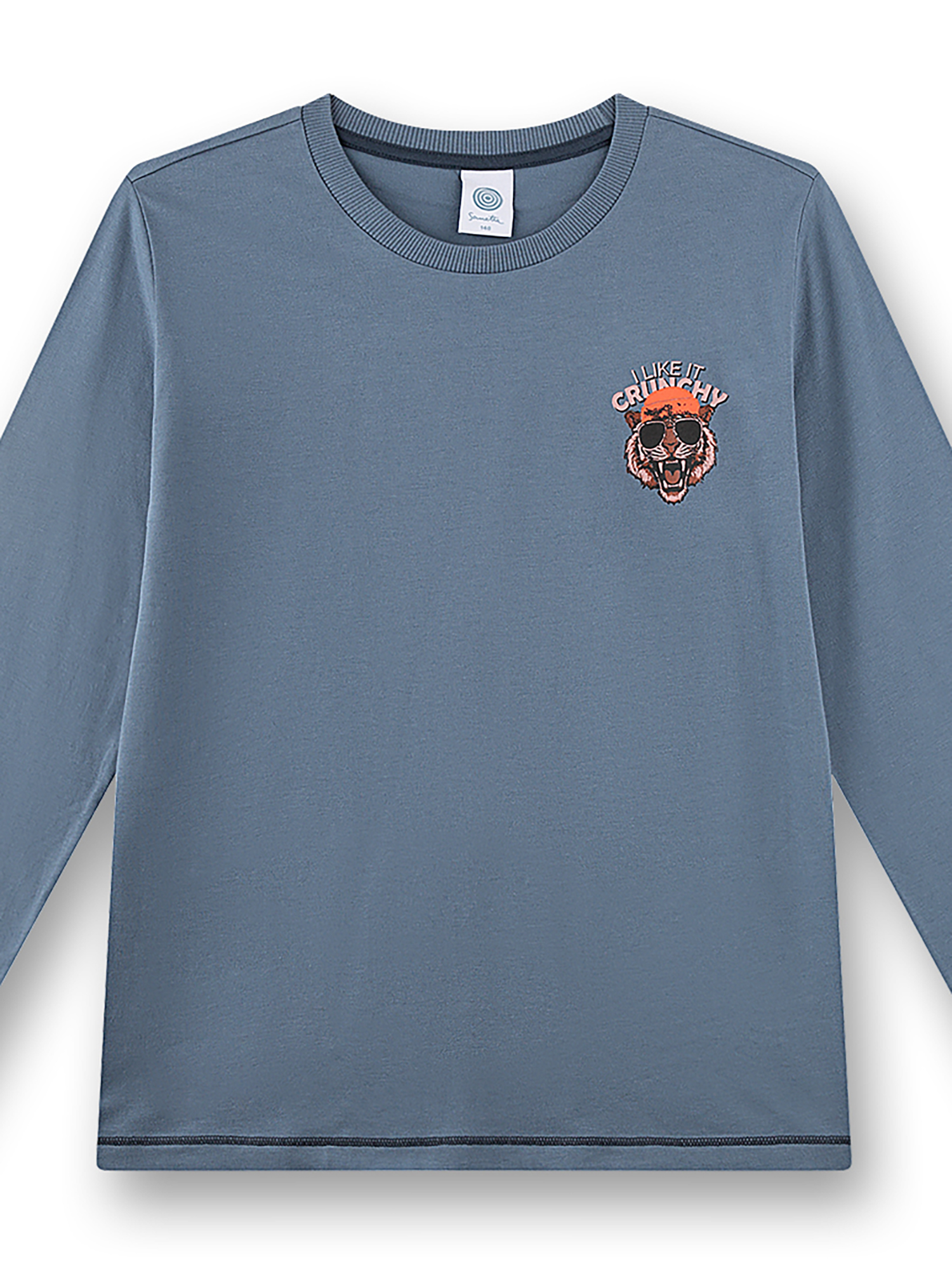 T-Shirt, Longsleeve, Rundhals, aufgesticktes Motiv, Graphic klein