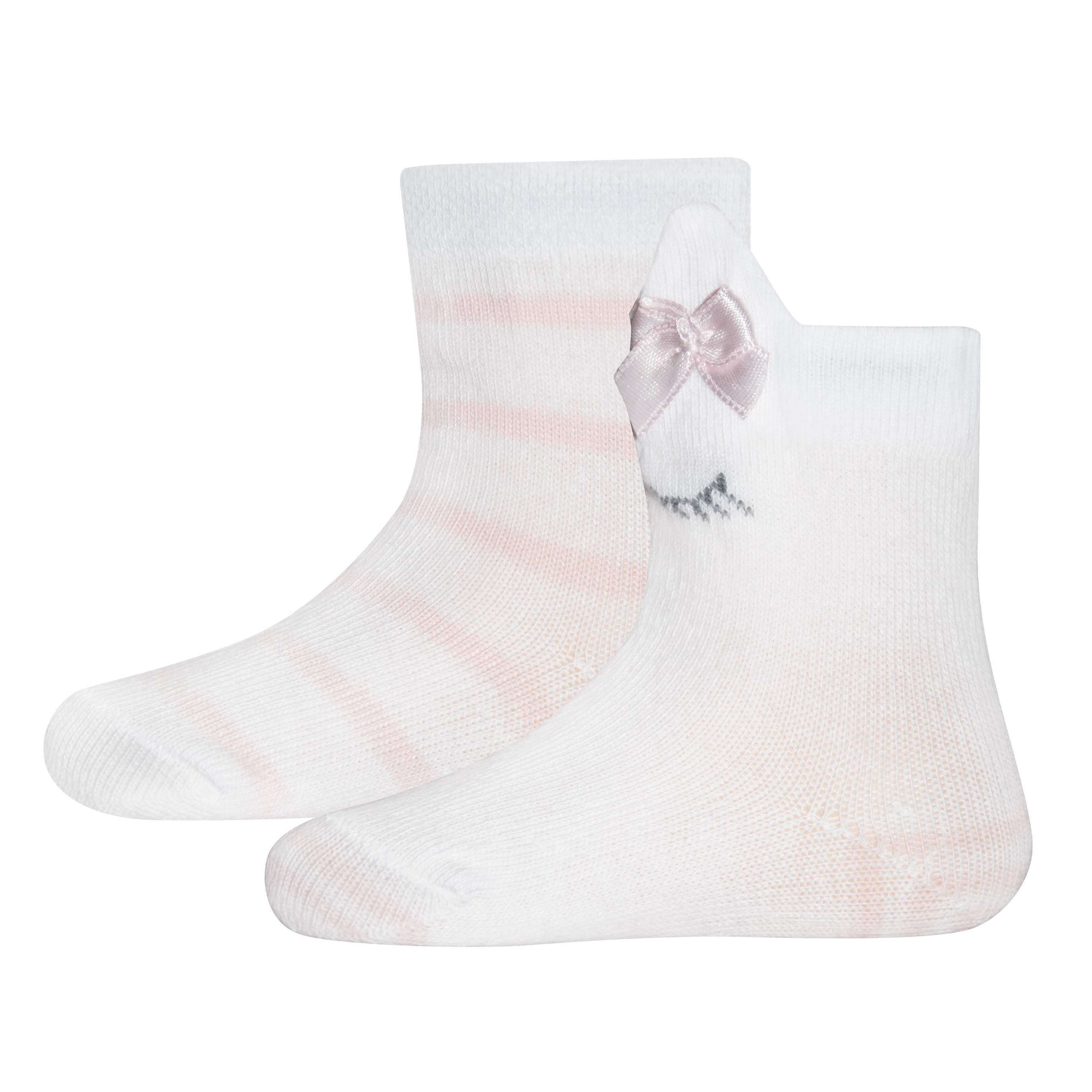 Mädchen-Socken (Doppelpack) Weiß Häschen Ringel