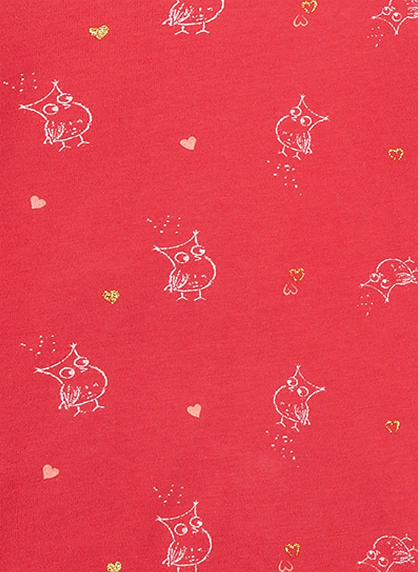 Mädchen-Schlafanzug Rot Owls and Hearts