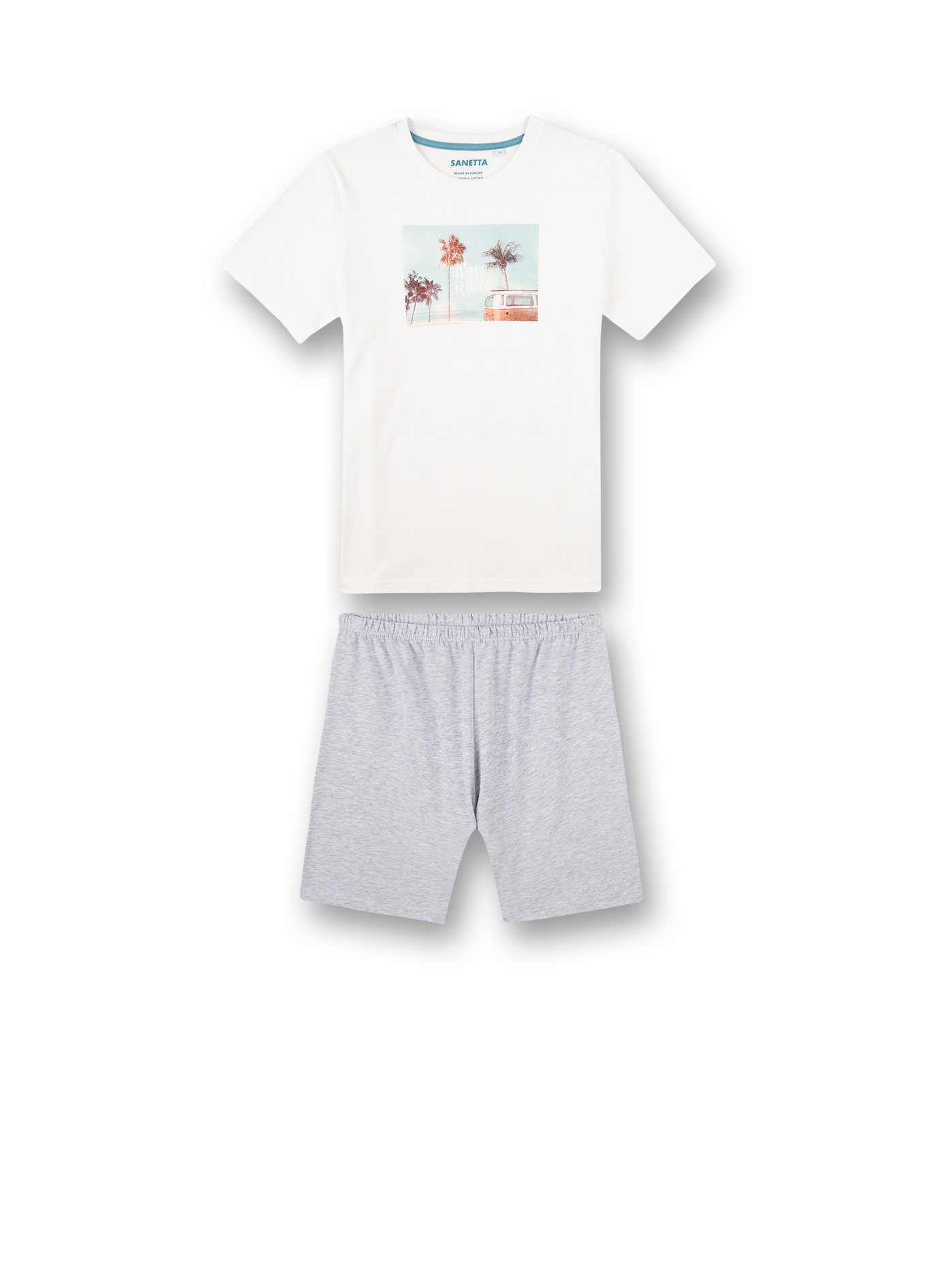 Jungen-Schlafanzug kurz Weiß Wave Rider