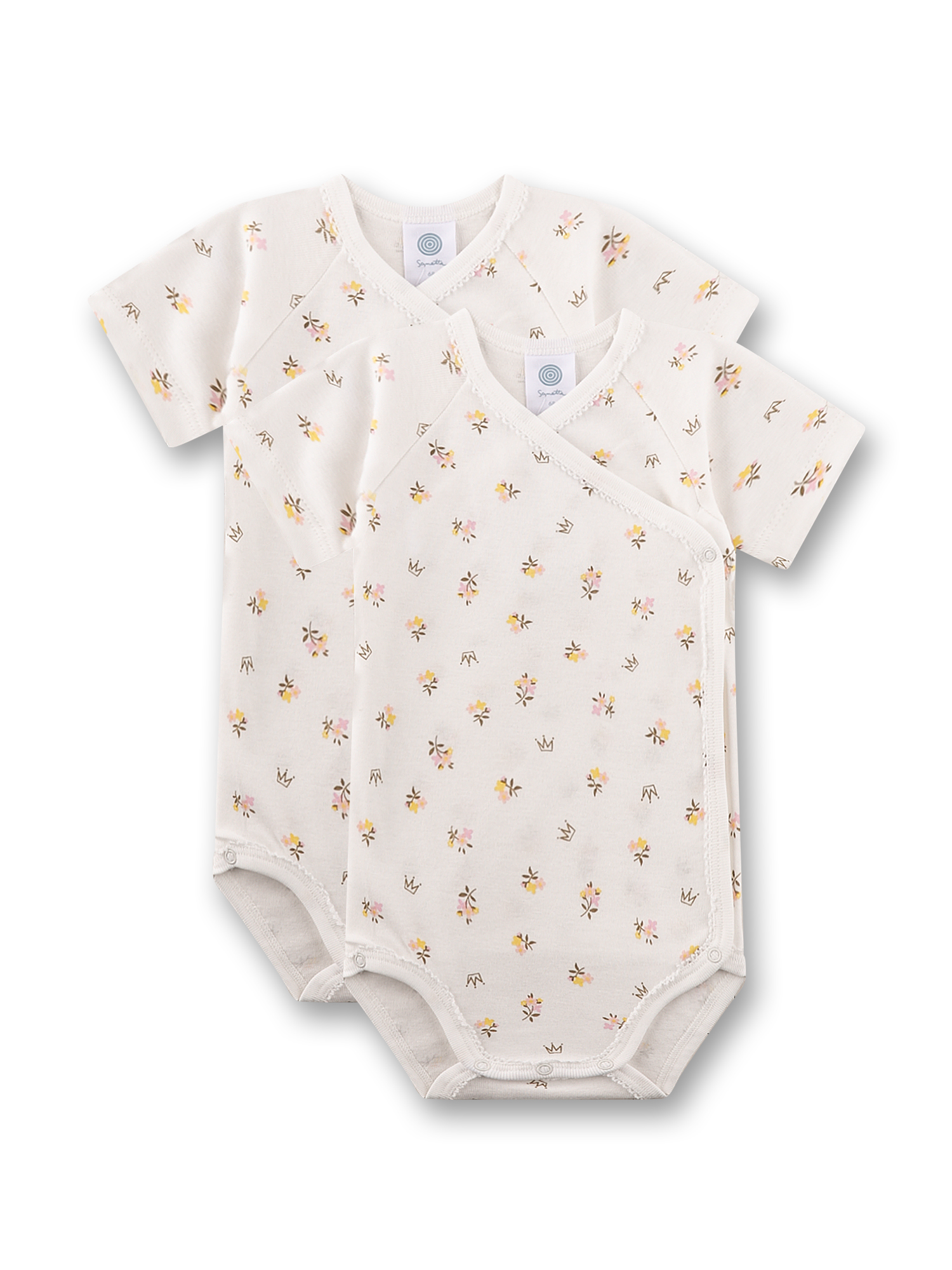 Baby-Wickelbody (Doppelpack) beige Blumen