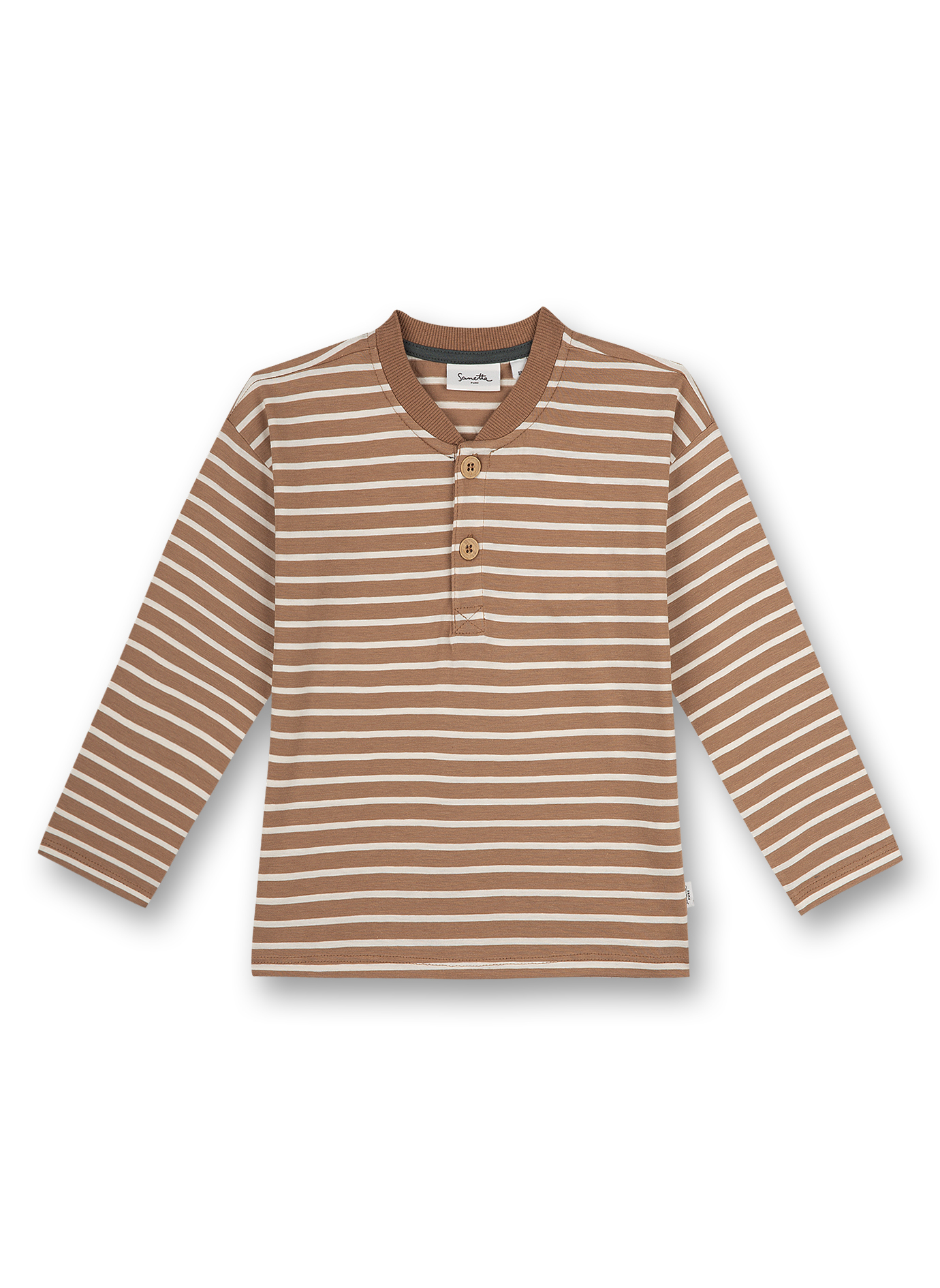 Jungen-Shirt langarm Beige Ringel