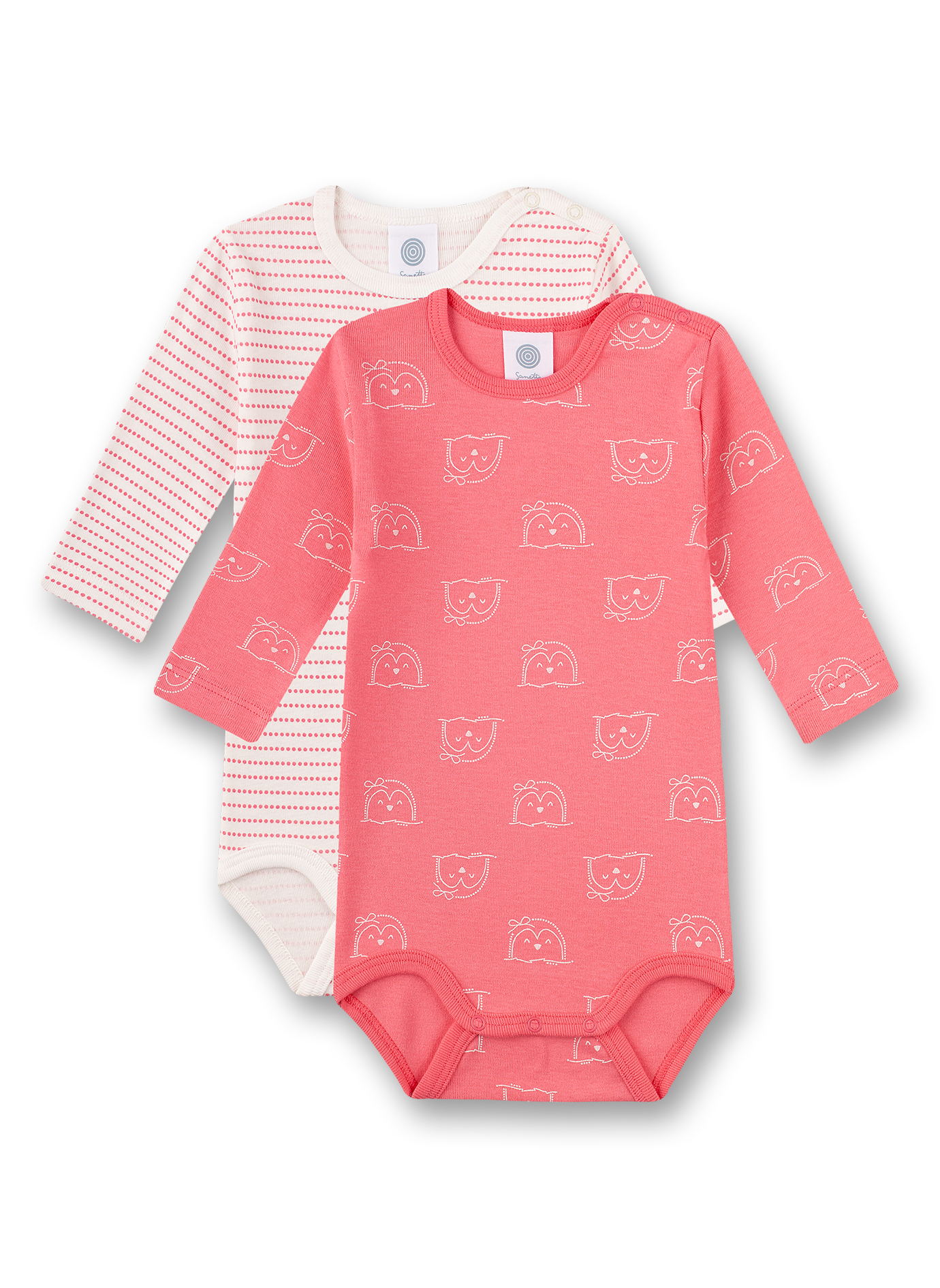 Body langarm (Doppelpack) Rosa Happy Penguin
