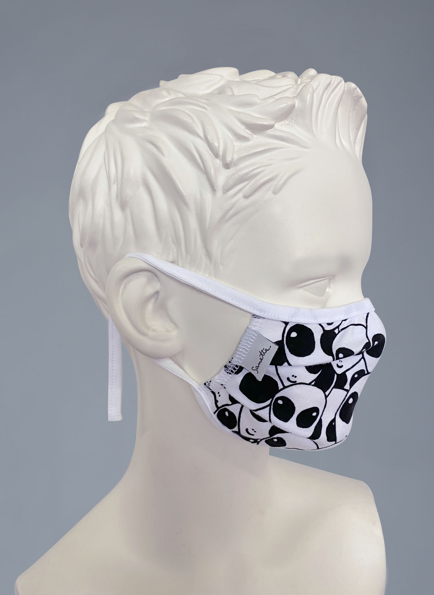 Wiederverwendbare Mund-Nasen-Maske Jungen Doppelpack Aliens Weiß