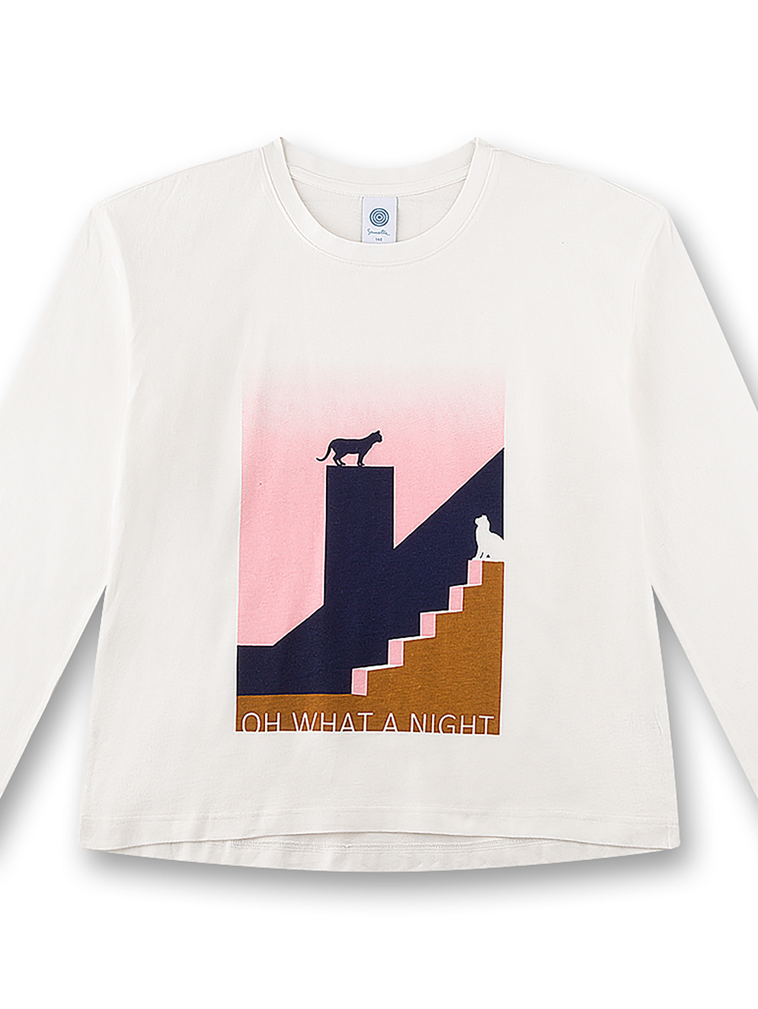 T-Shirt, Druck, Rechteckige Grafik, Weiß, Langarm