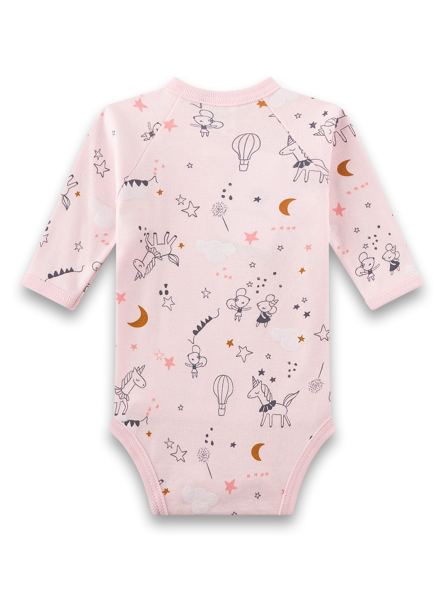 Baby-Body, Langarm, Rosa, Nachthimmel-Muster, Unisex