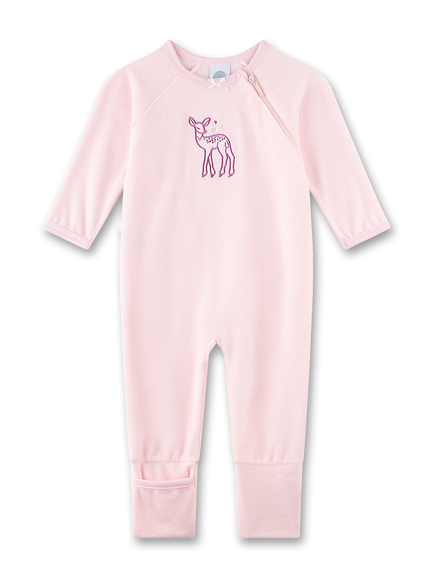 baby, onesie, pink, Hirsch-Stickerei, lange Ärmel