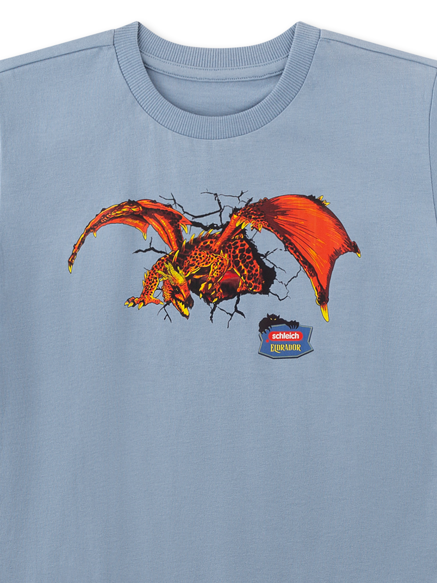 dragon, shirt, blue, graphic, crackling design
