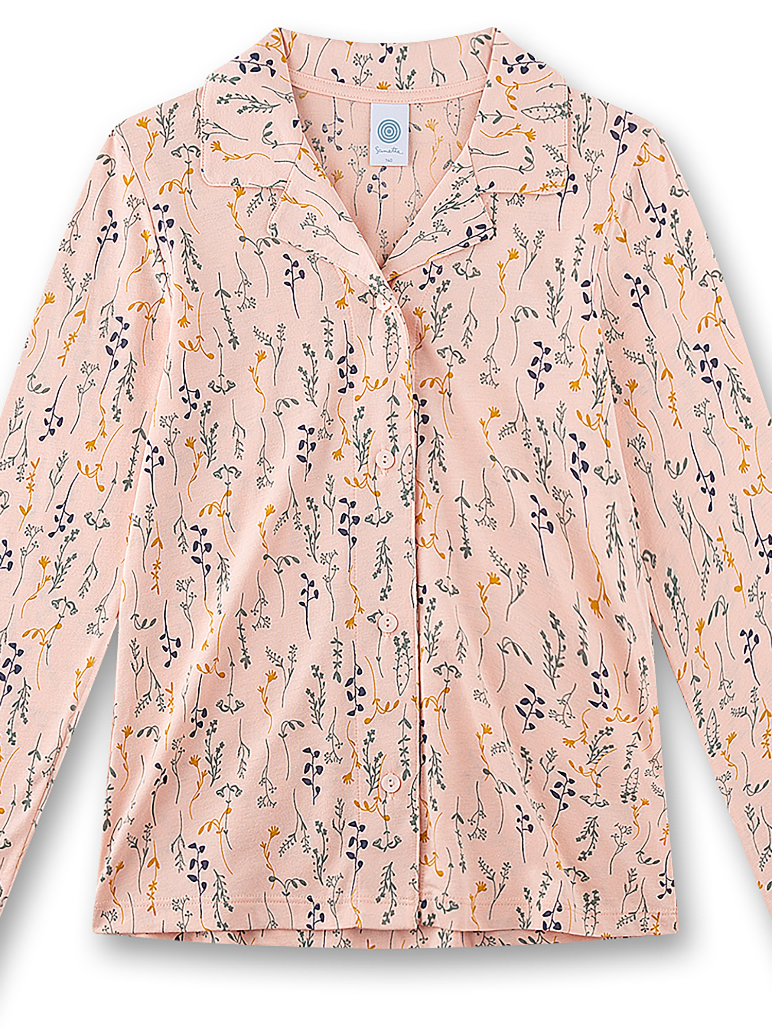 Bluse, Langarm, Pflanzenmuster, Print, rosa