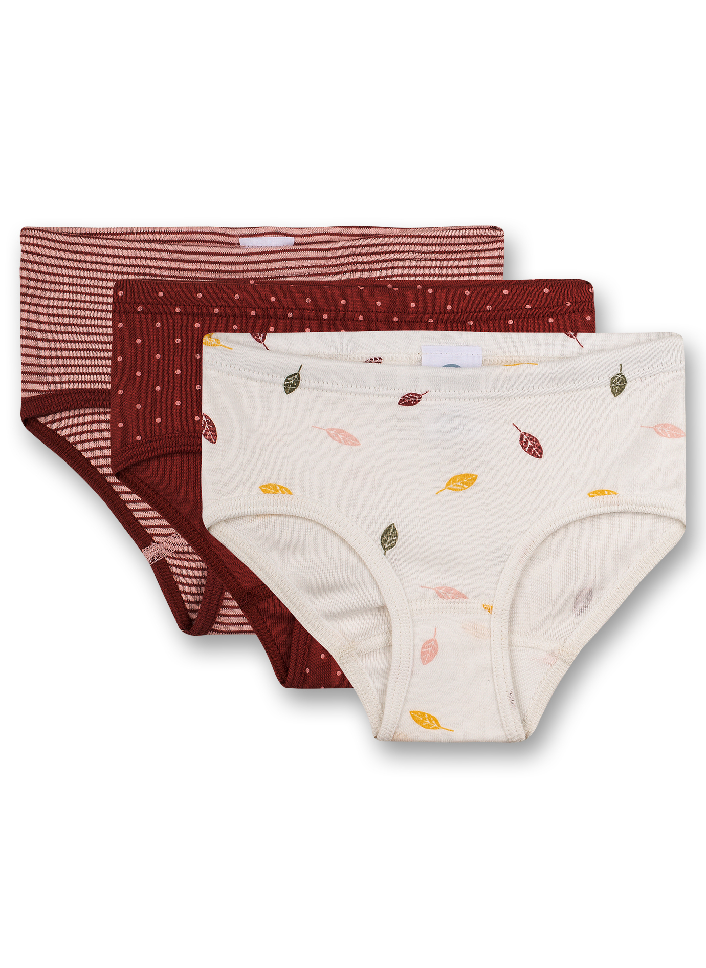Mädchen-Hüftslip (Dreierpack) Off-White Rot und Ringel