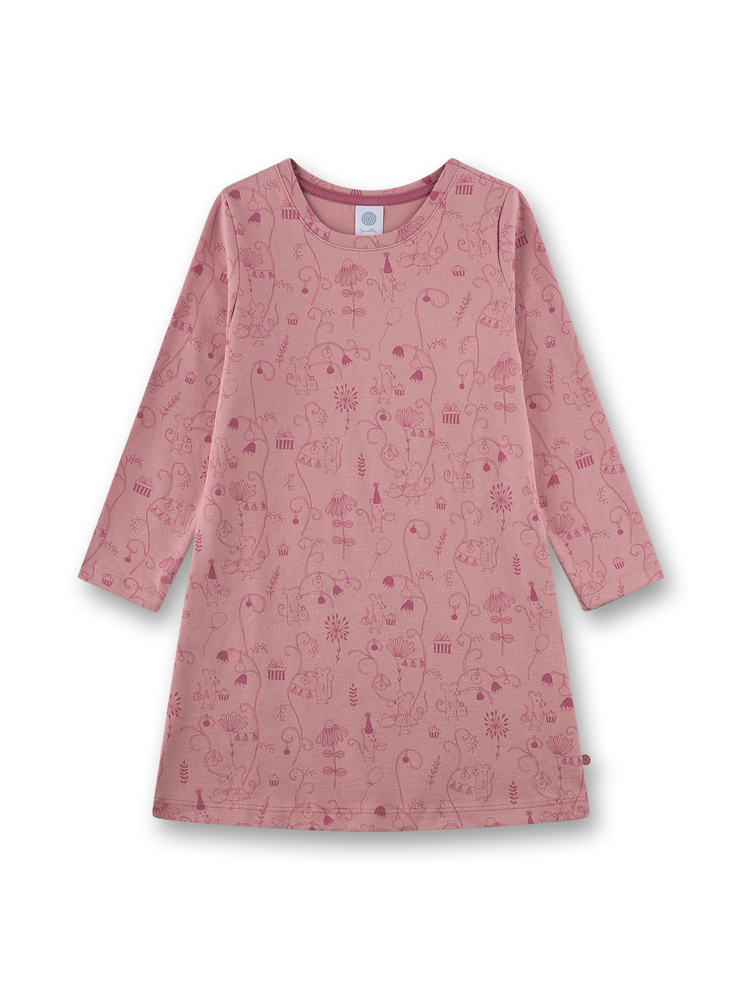 Mädchen-Nachthemd langarm rosa Maus