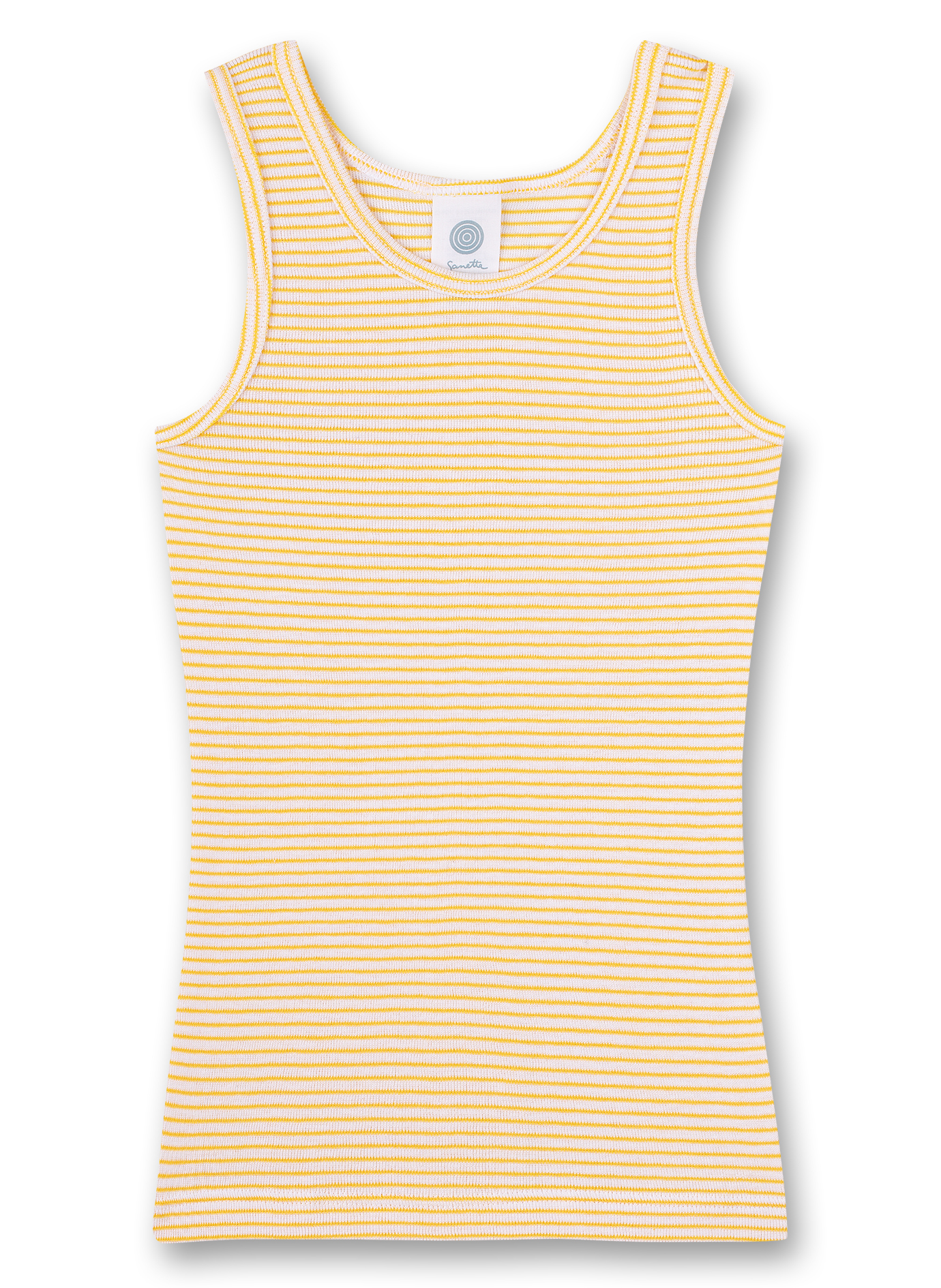 Mädchen-Unterhemd (Doppelpack) Off-White Herz-Allover und Gelb geringelt