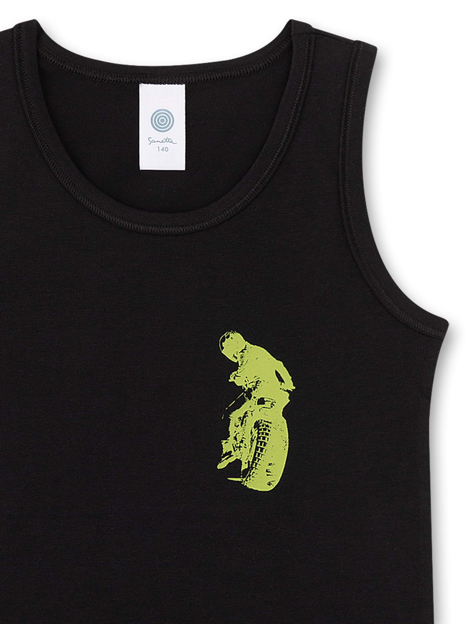 Tanktop, Schwarz, Neon-Grün Grafik, Motorrad, Ärmellos