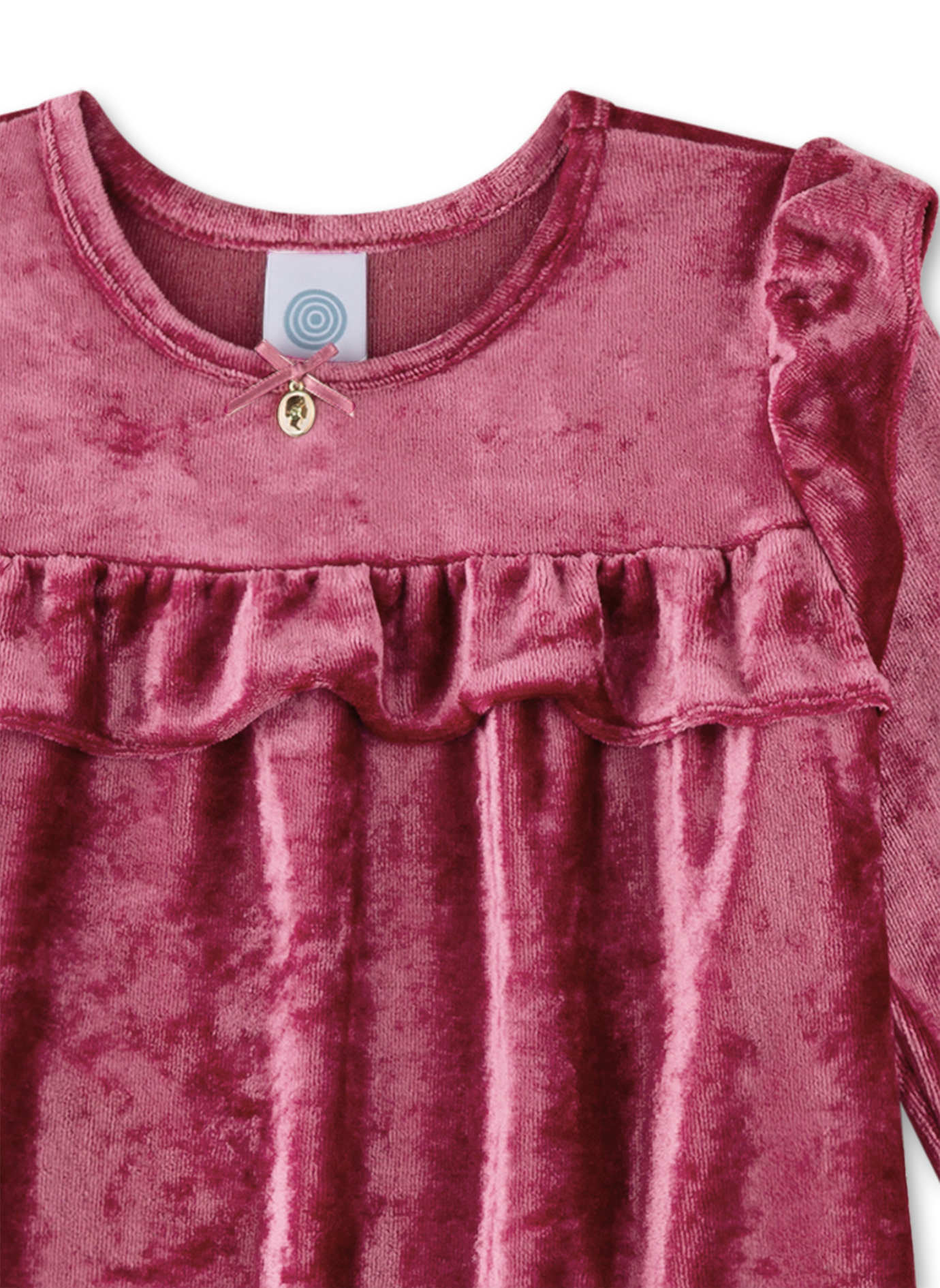 Samt, Rüschen, Rosa, Kinderkleid, Glanzstoff