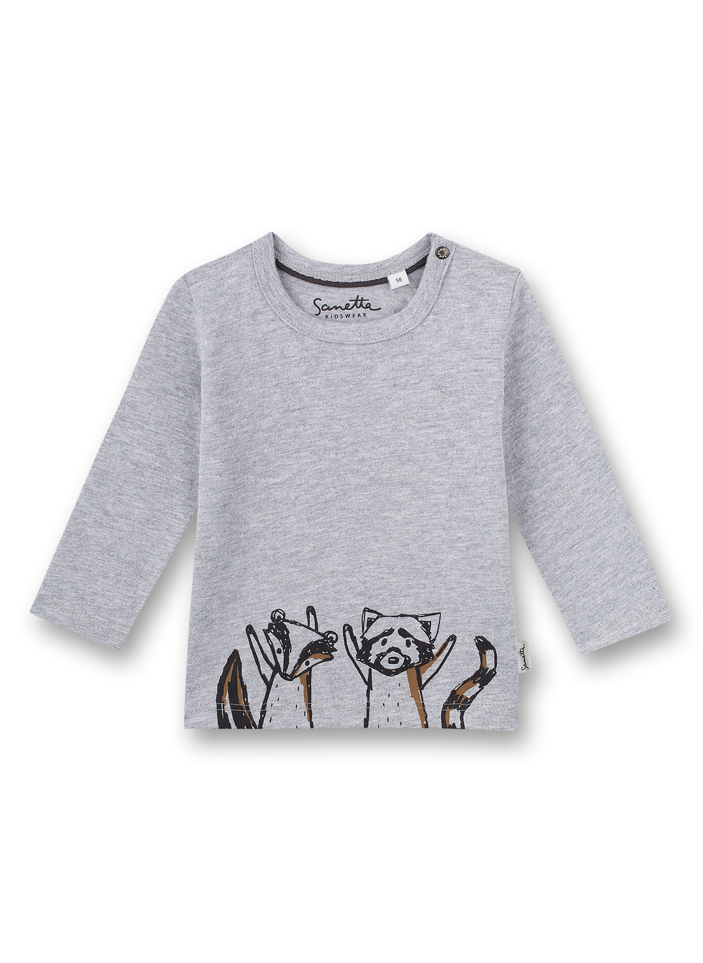 Jungen-Shirt langarm Graumelange Indian Little Panda