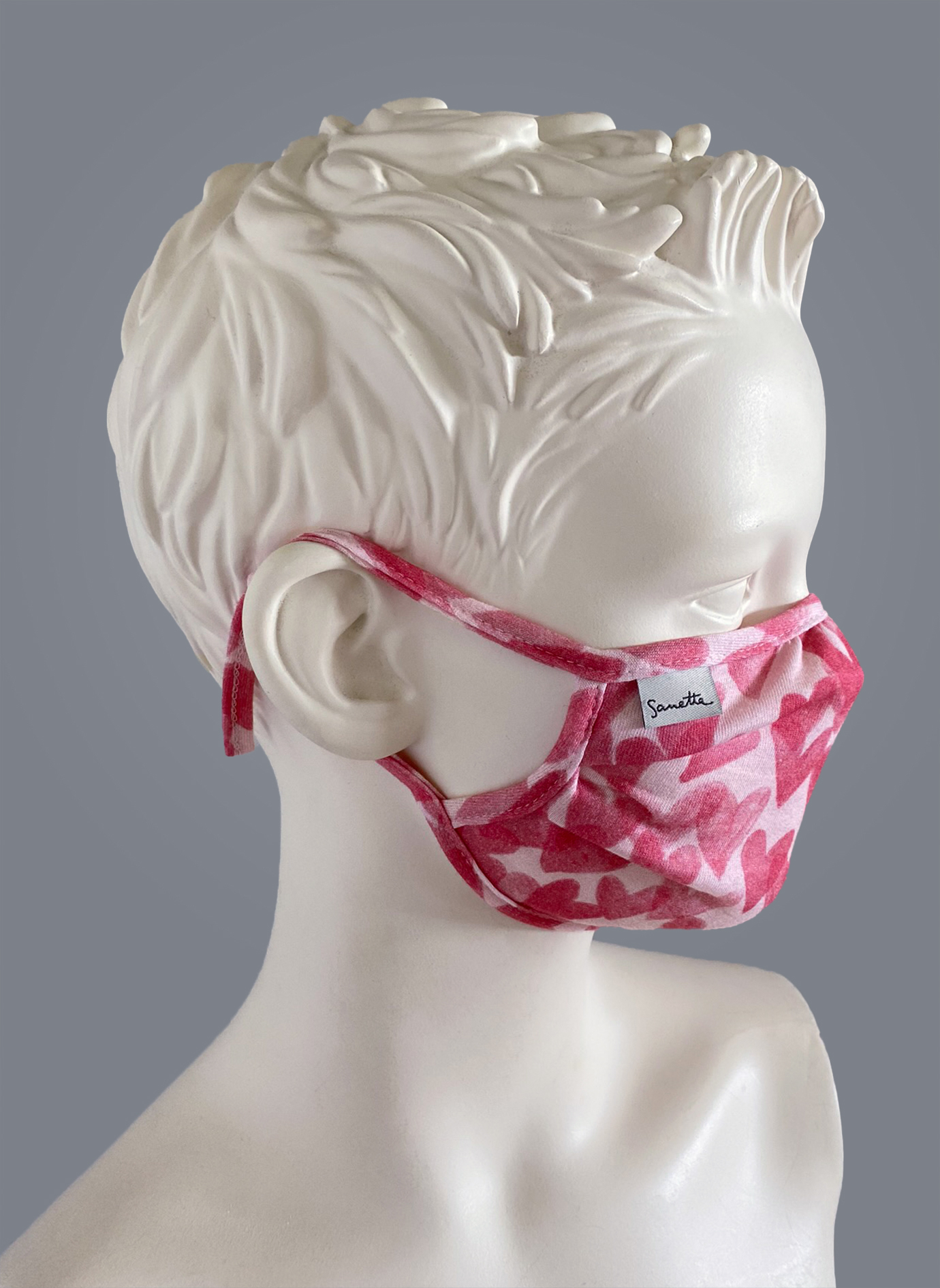 Wiederverwendbare Mund-Nasen-Maske Mädchen Doppelpack Herzchen Rosa