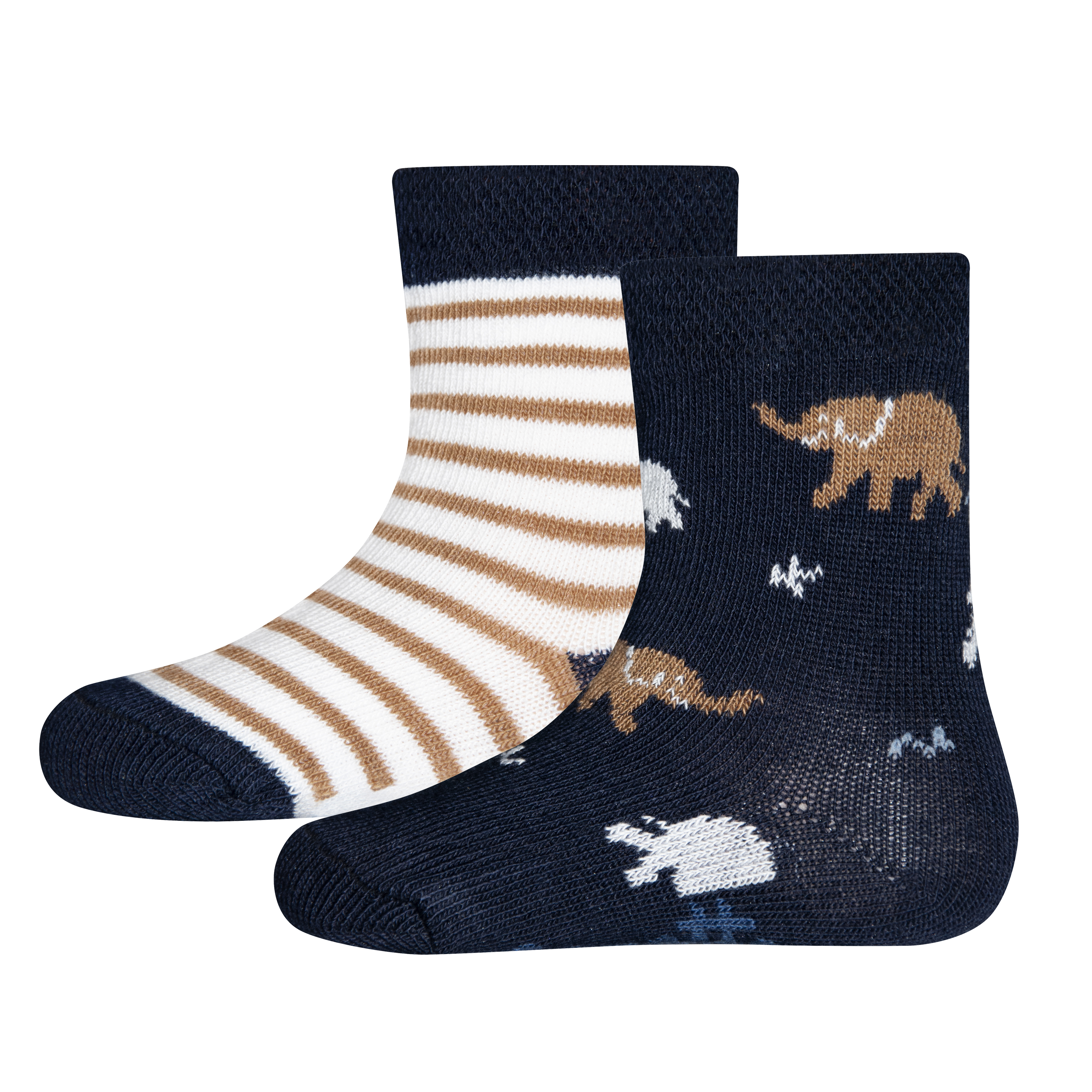 Jungen-Socken (Doppelpack) Dunkelblau und Ringel