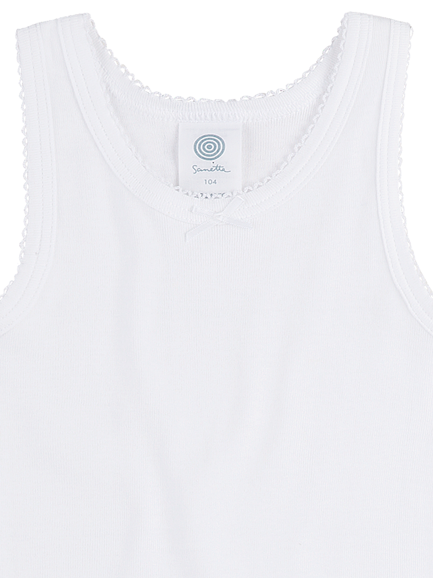 weißer tanktop, Baby-Tanktop, Rundhals, Baumwolle, kleines Schleifendetail