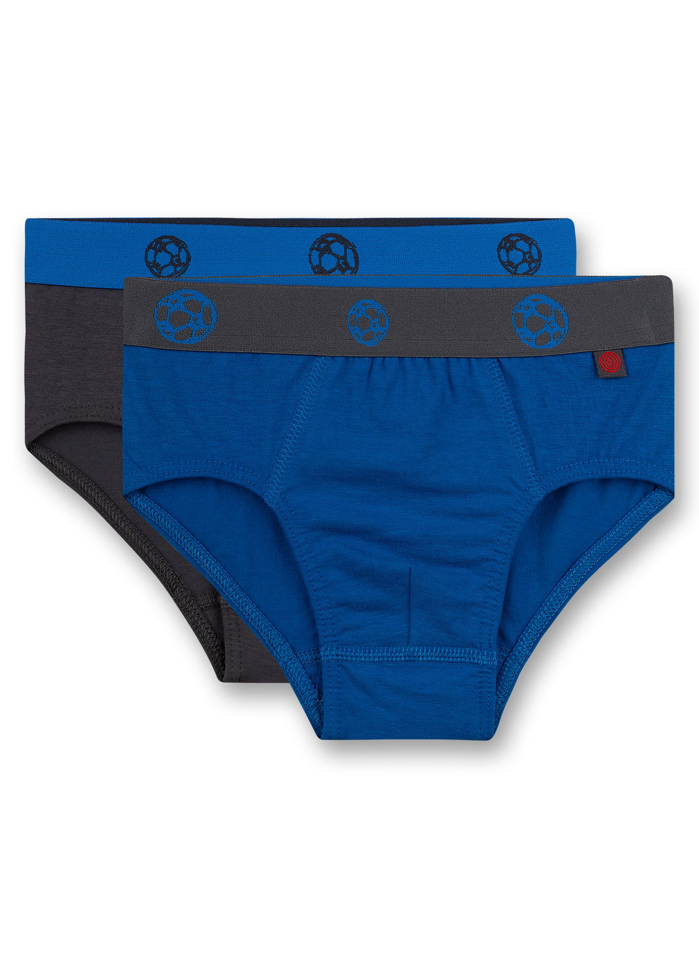 Jungen-Slip (Doppelpack) Blau und Dunkelgrau Fußball