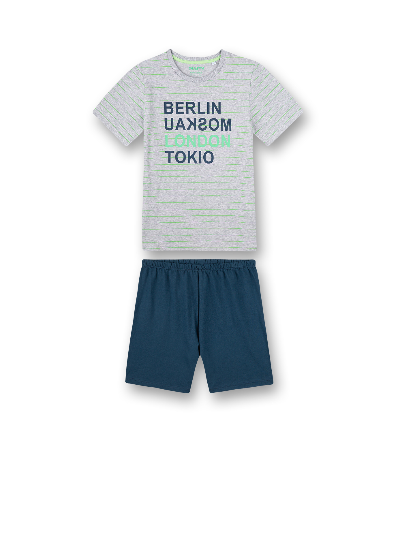 Jungen-Schlafanzug kurz Graumelange Big City Life
