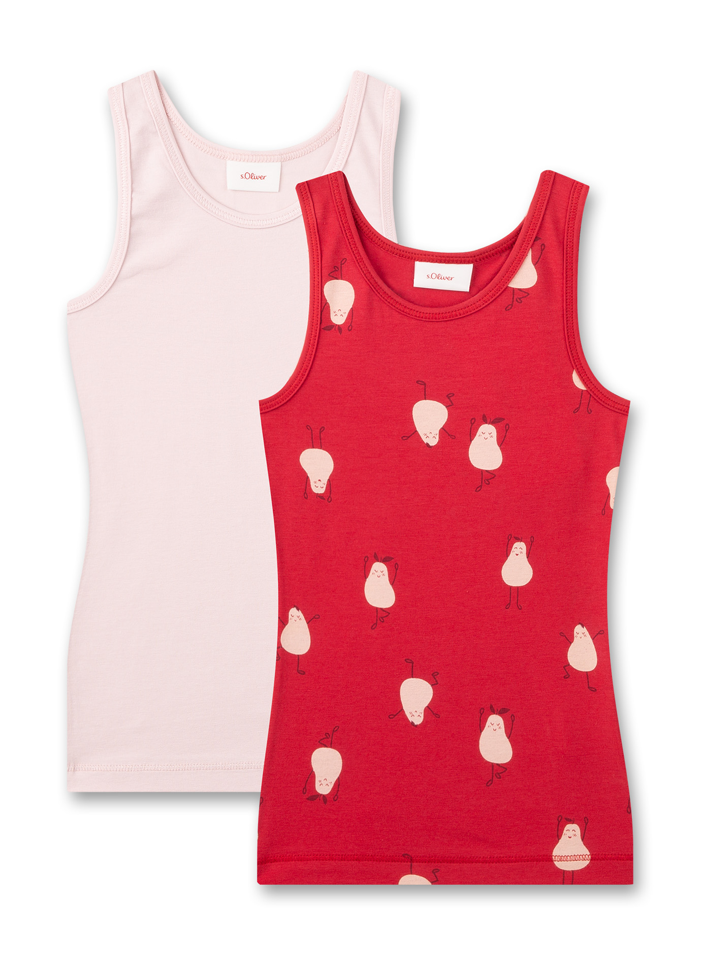 Mädchen-Unterhemd (Doppelpack) Rot & Rosa