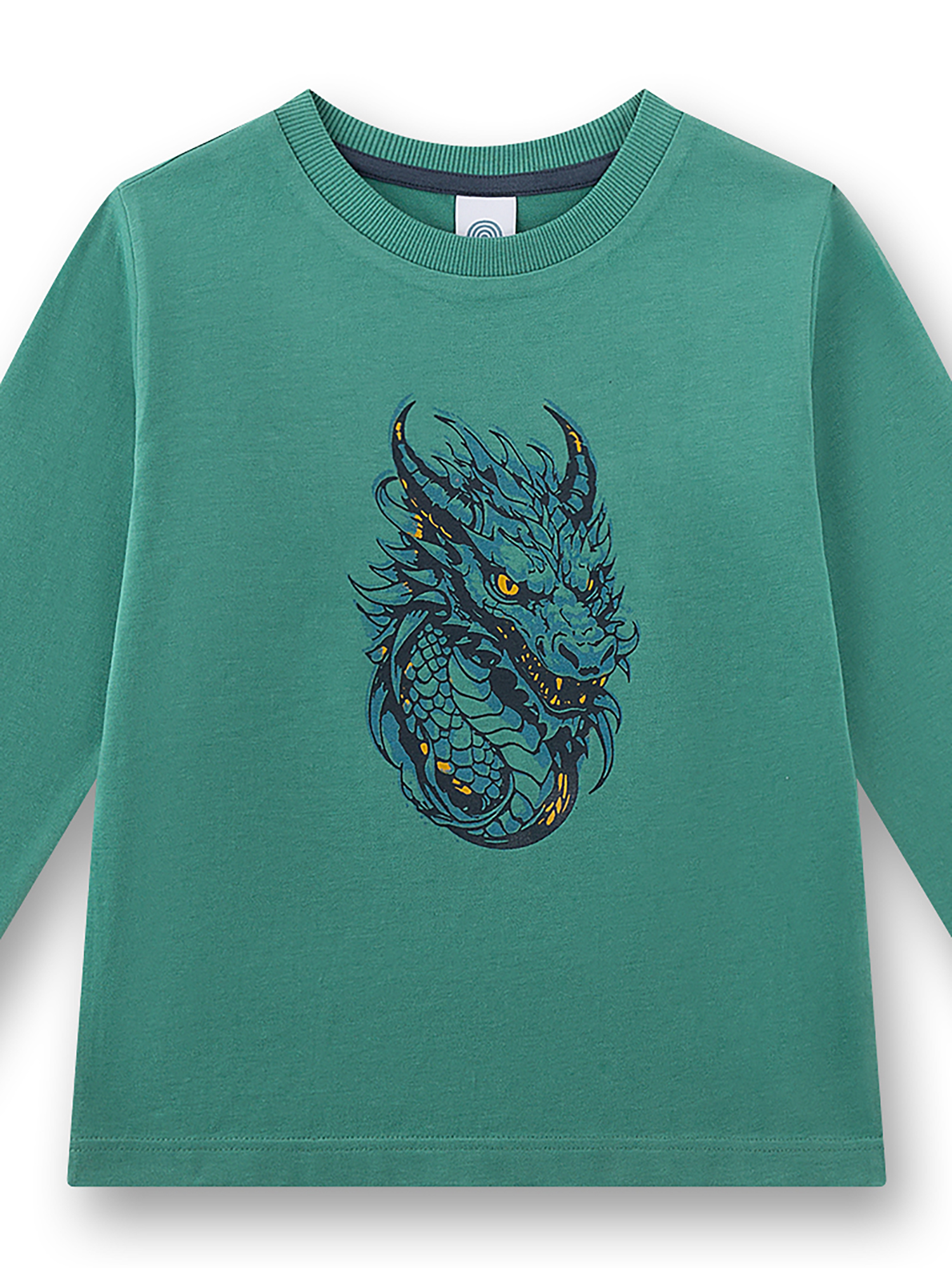 drache, drache-druck, drache-kunst, grünes sweatshirt, langarmshirt