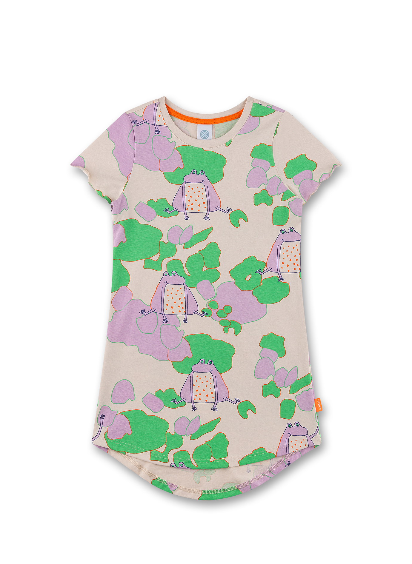 Mädchen-Nachthemd kurzarm beige Frosch