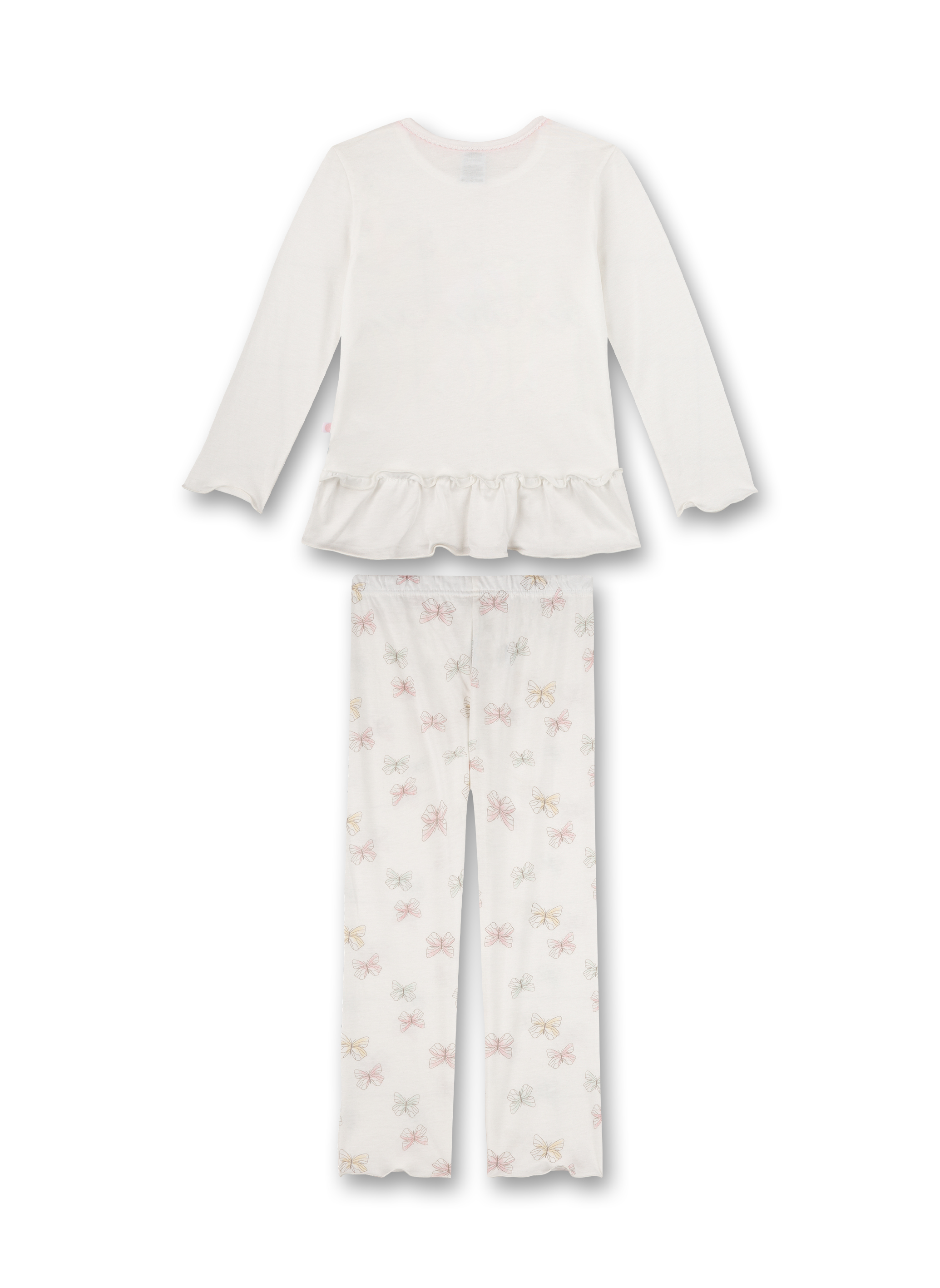 Kleidungsset, Pyjama, Langeärmel, Rüschen, Schmetterlingsmuster