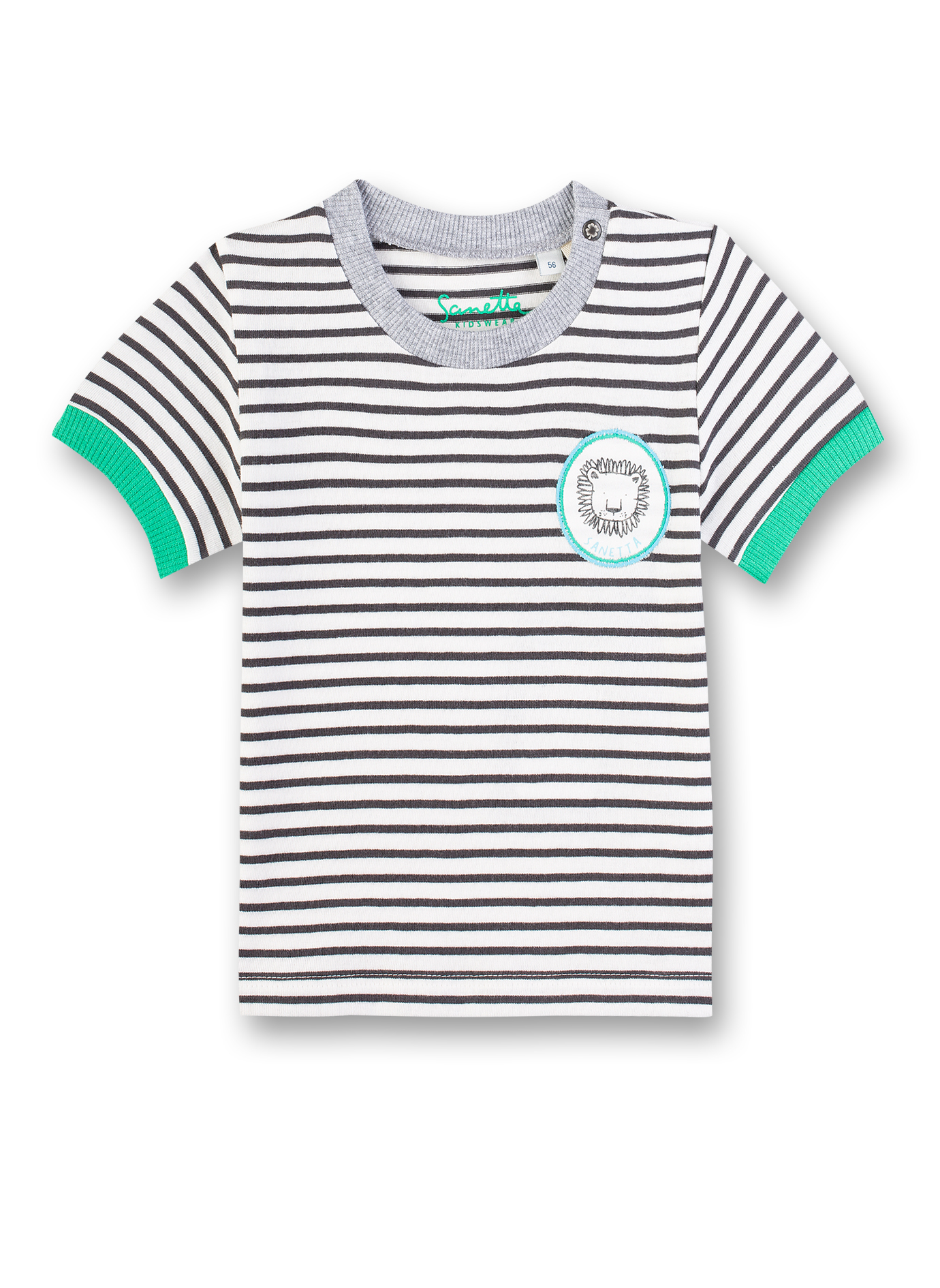 Jungen T-Shirt Dunkelgrau-geringelt Little Friends