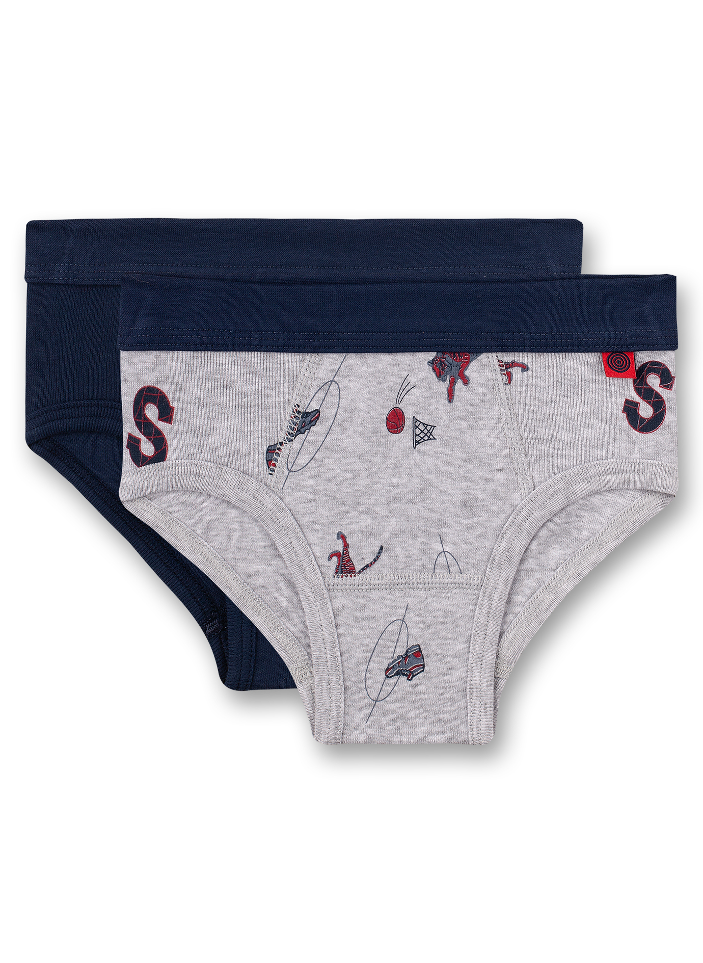 Jungen-Slip (Doppelpack) Graumelange und Dunkelblau Let´s go play