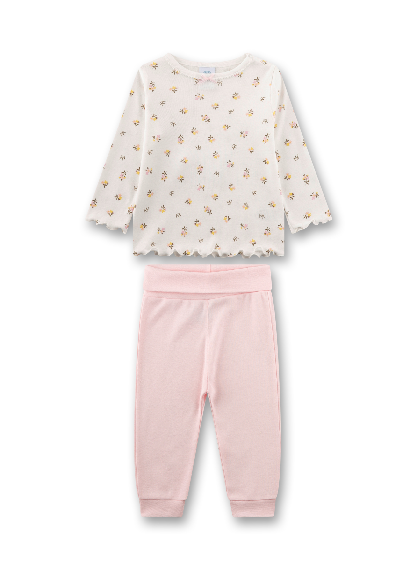 Mädchen-Schlafanzug beige Blumen