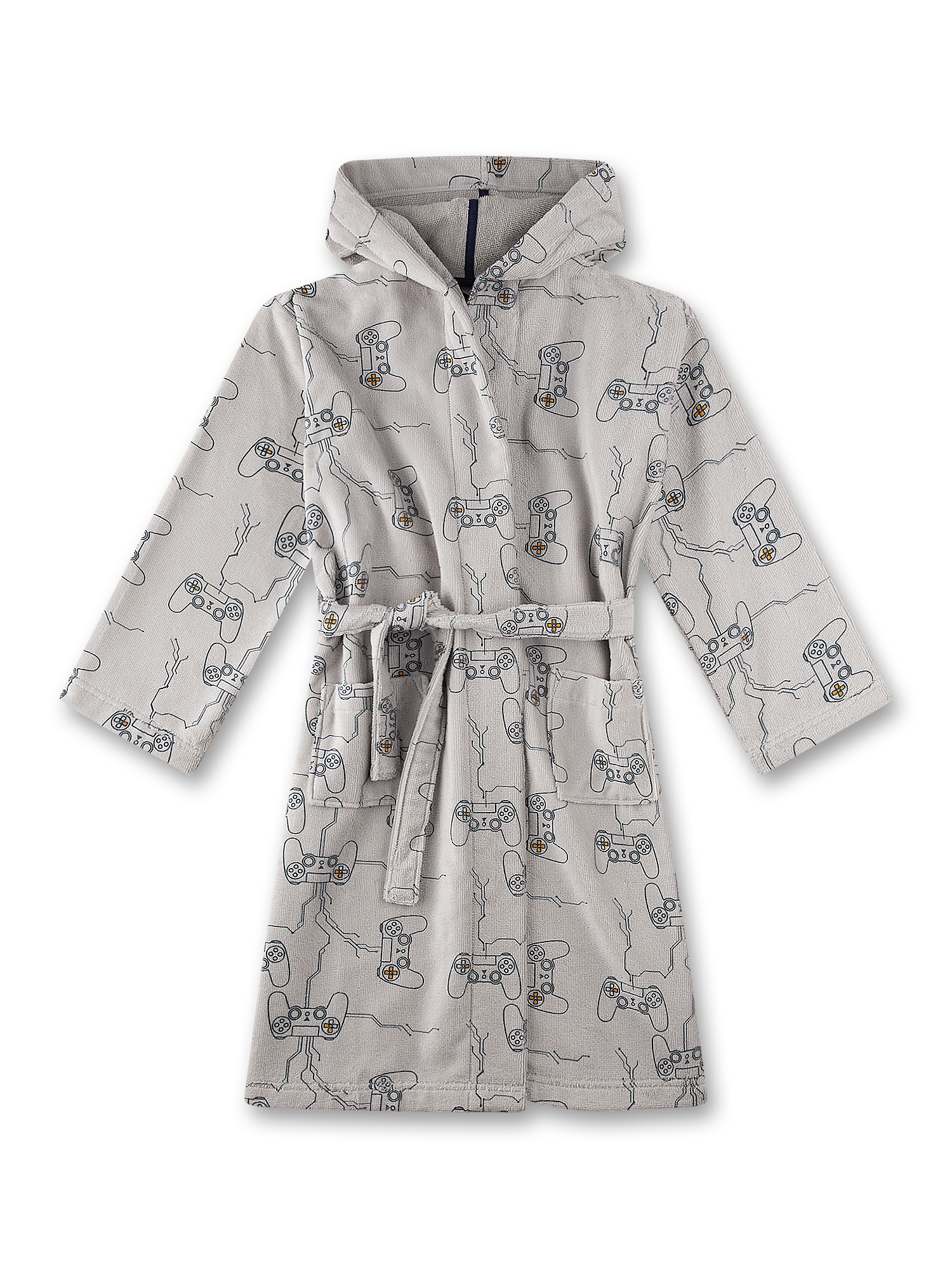 Hoodie robe, Graffiti Print, Gürtelgebunden, Graues Kleid/Roben?, Kapuzenbademantel