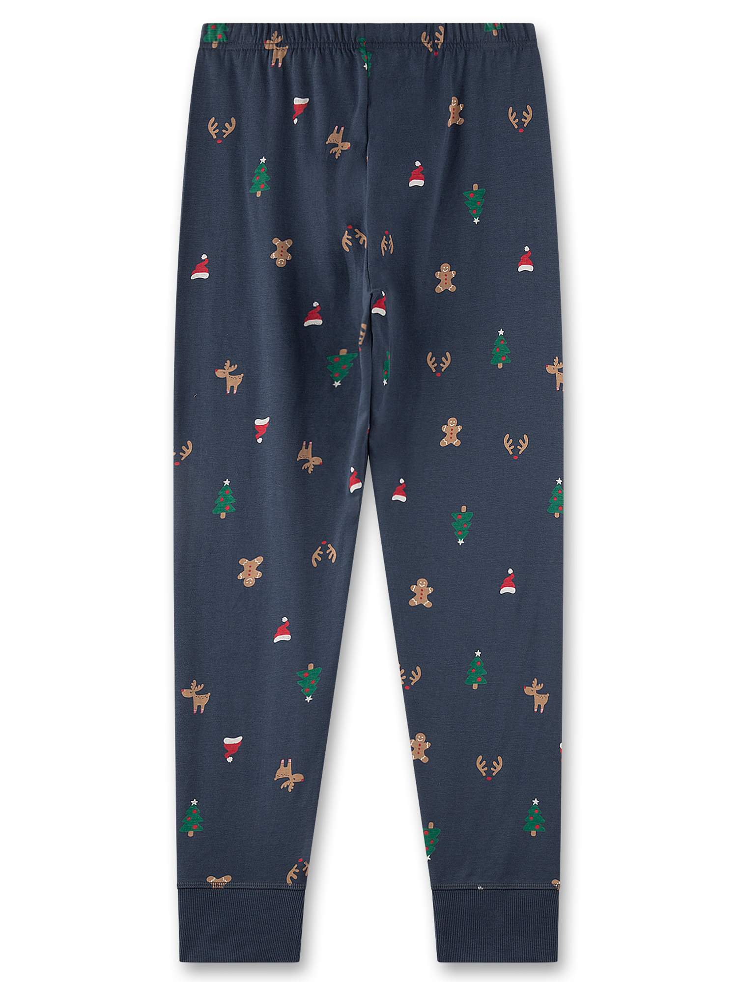 Schlafanzughose, Dunkelblau, Weihnachtsmuster, Elastischer Bund, Rippbündchen