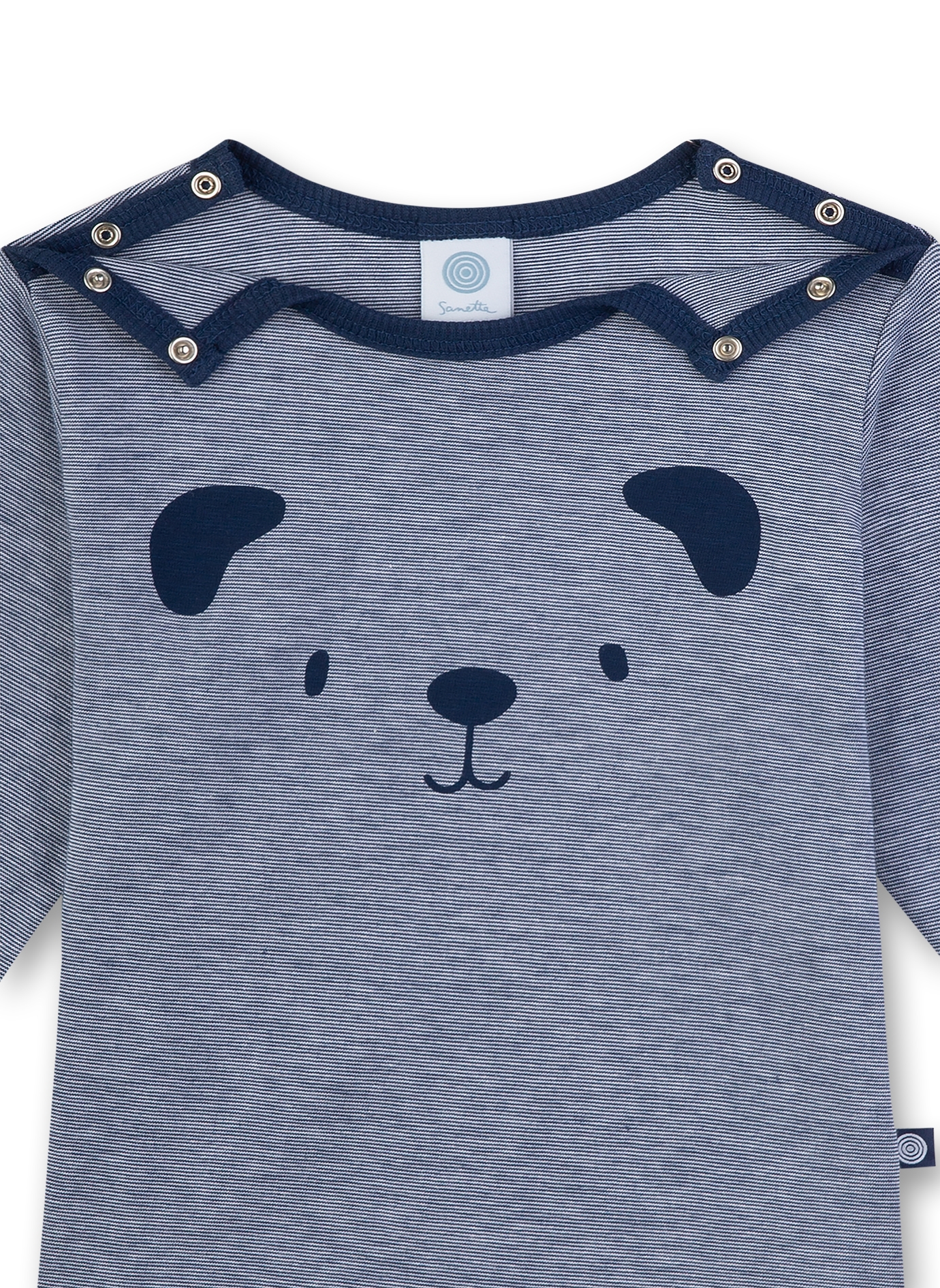 Jungen-Schlafanzug lang Blau-geringelt Bear