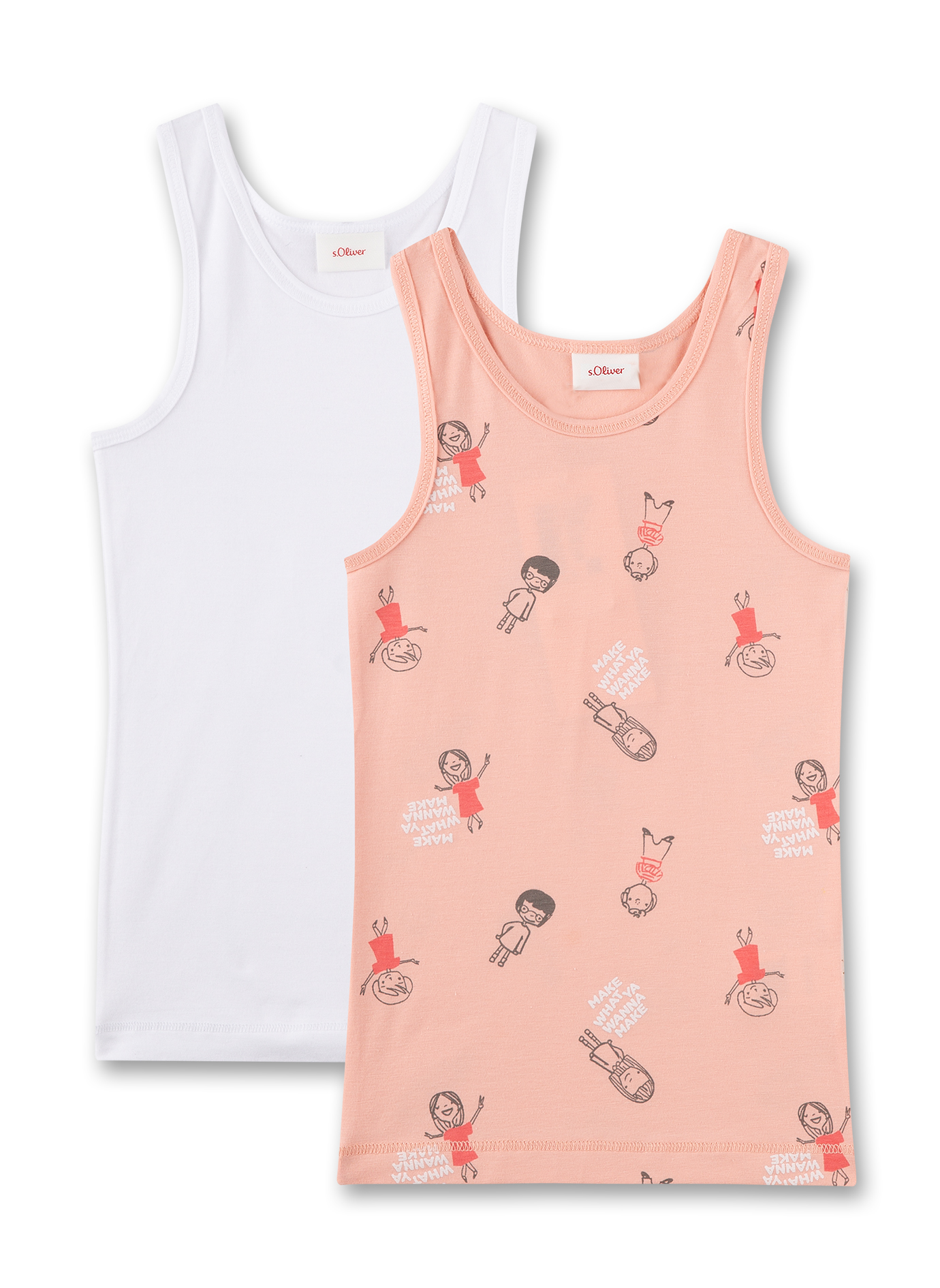 Mädchen-Unterhemd (Doppelpack) Rosa & Weiß