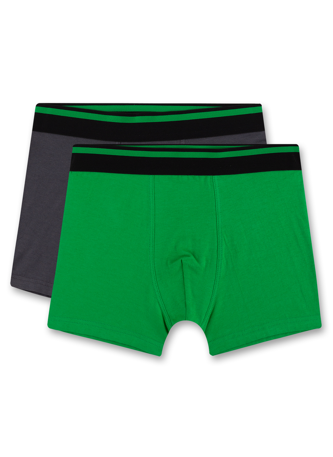 Jungen-Hipshorts (Doppelpack) Grün & Dunkelgrau