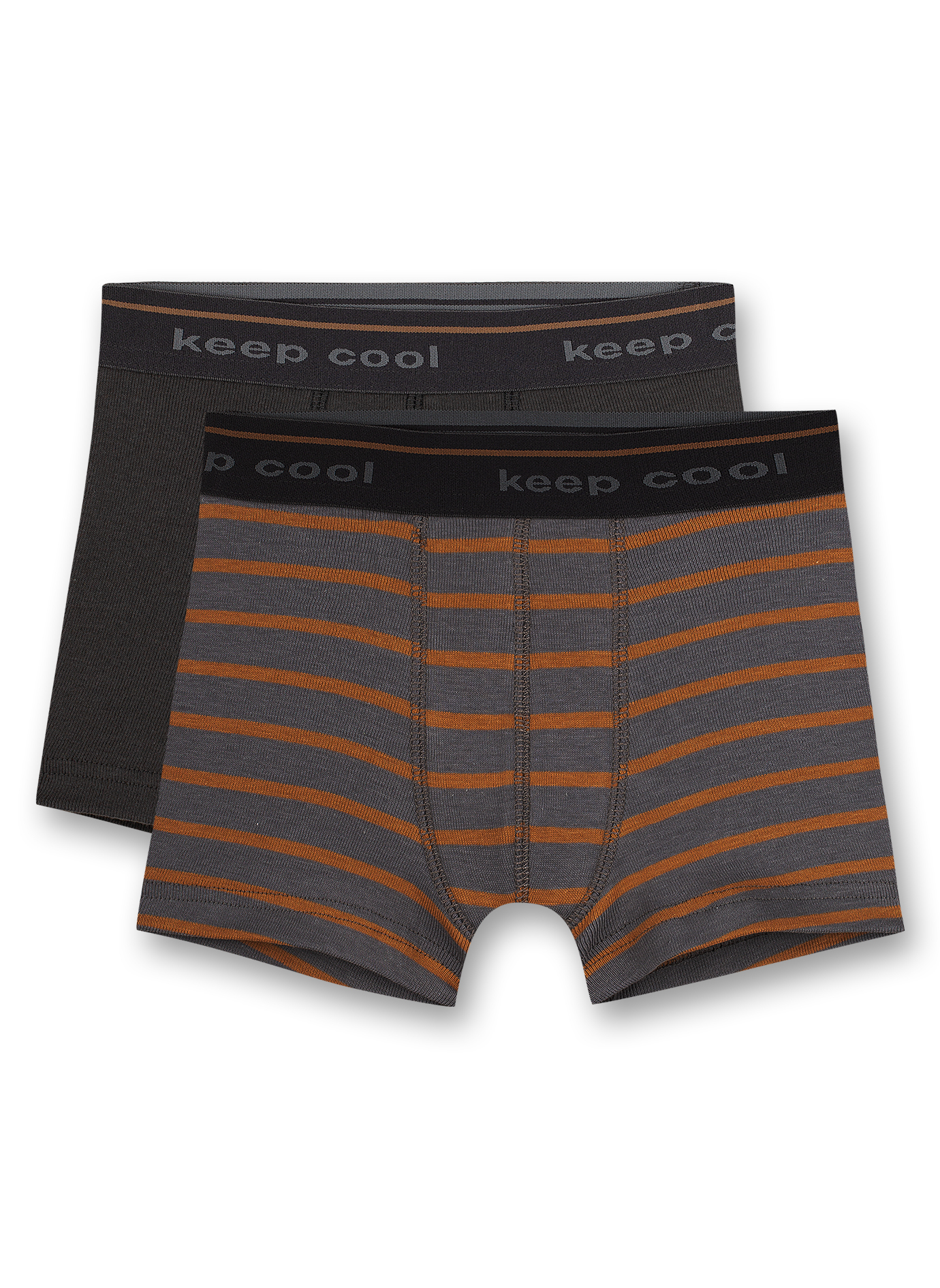 Jungen-Hipshorts (Doppelpack) Dunkelgrau Ringel und Schwarz Bear